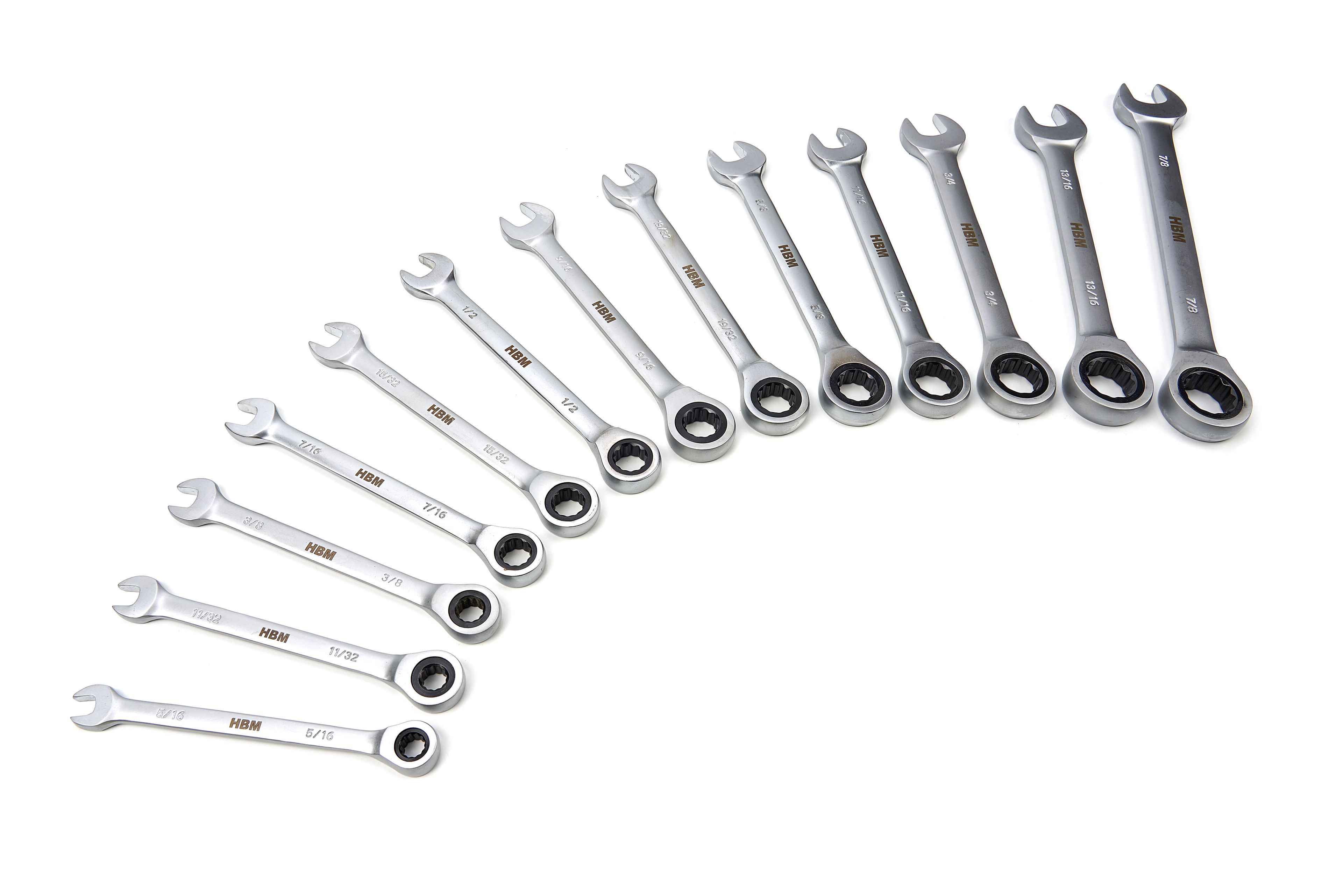 HBM 13-teiliger Ring-, Knarren-, Steckschlüsselsatz INCH in Carobn Schaumstoffeinlage für Werkzeugwagen Image 8