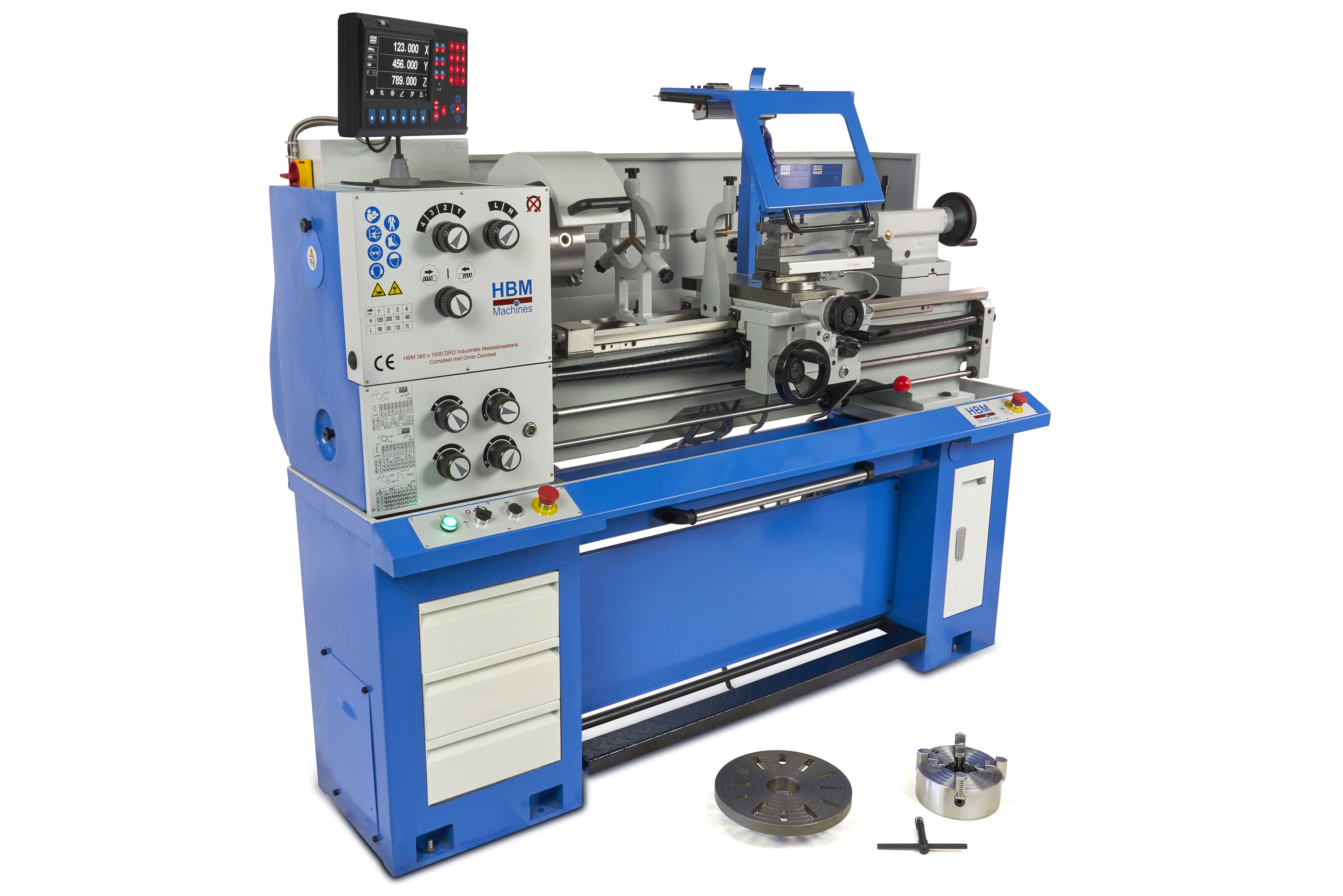 HBM metaaldraaibank 360 x 1000 DRO 400 Volt Image 2