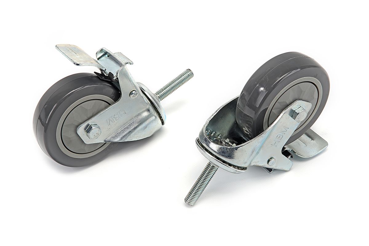 HBM Profi 100 mm Lenkrolle mit Gewinde und Bremse 4 Stück