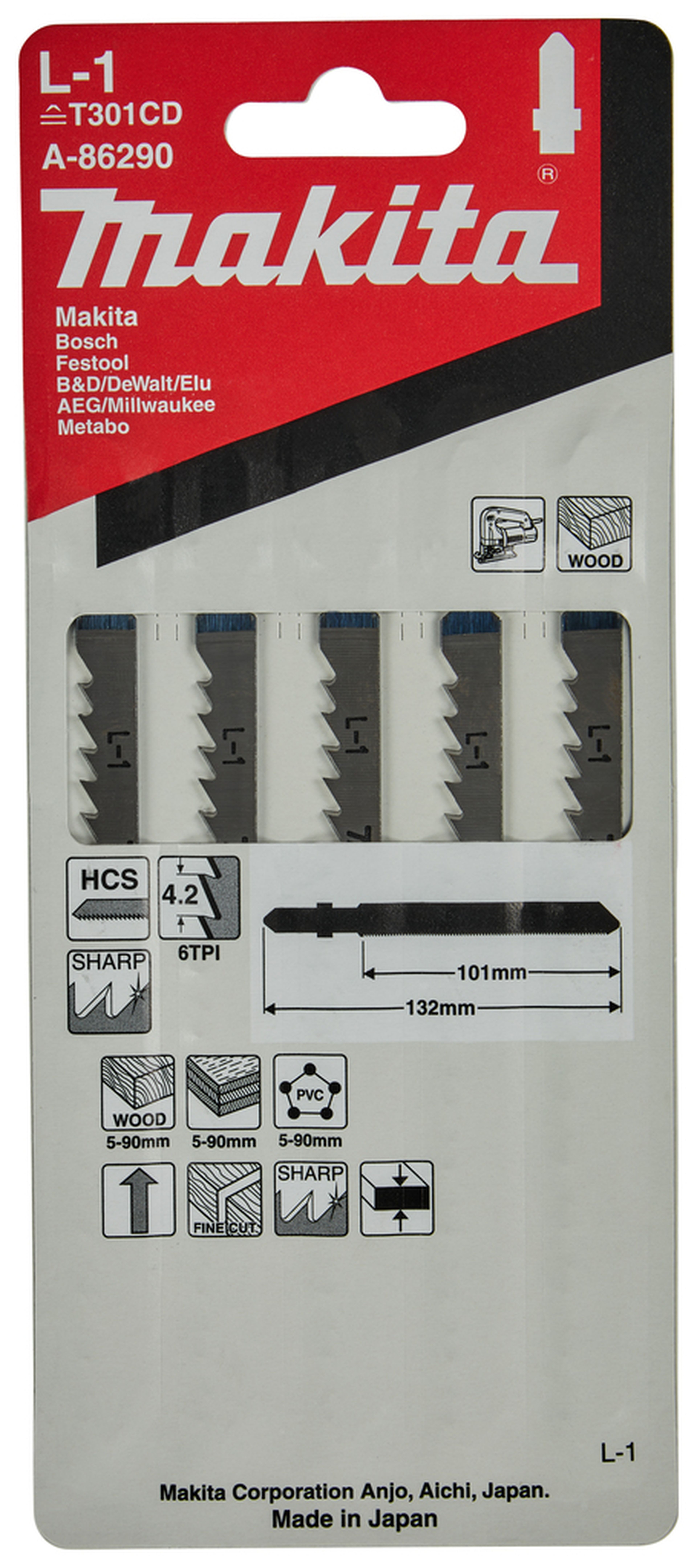 Makita Lama per seghetto alternativo legno e plastica L1 A-86290 Image 2