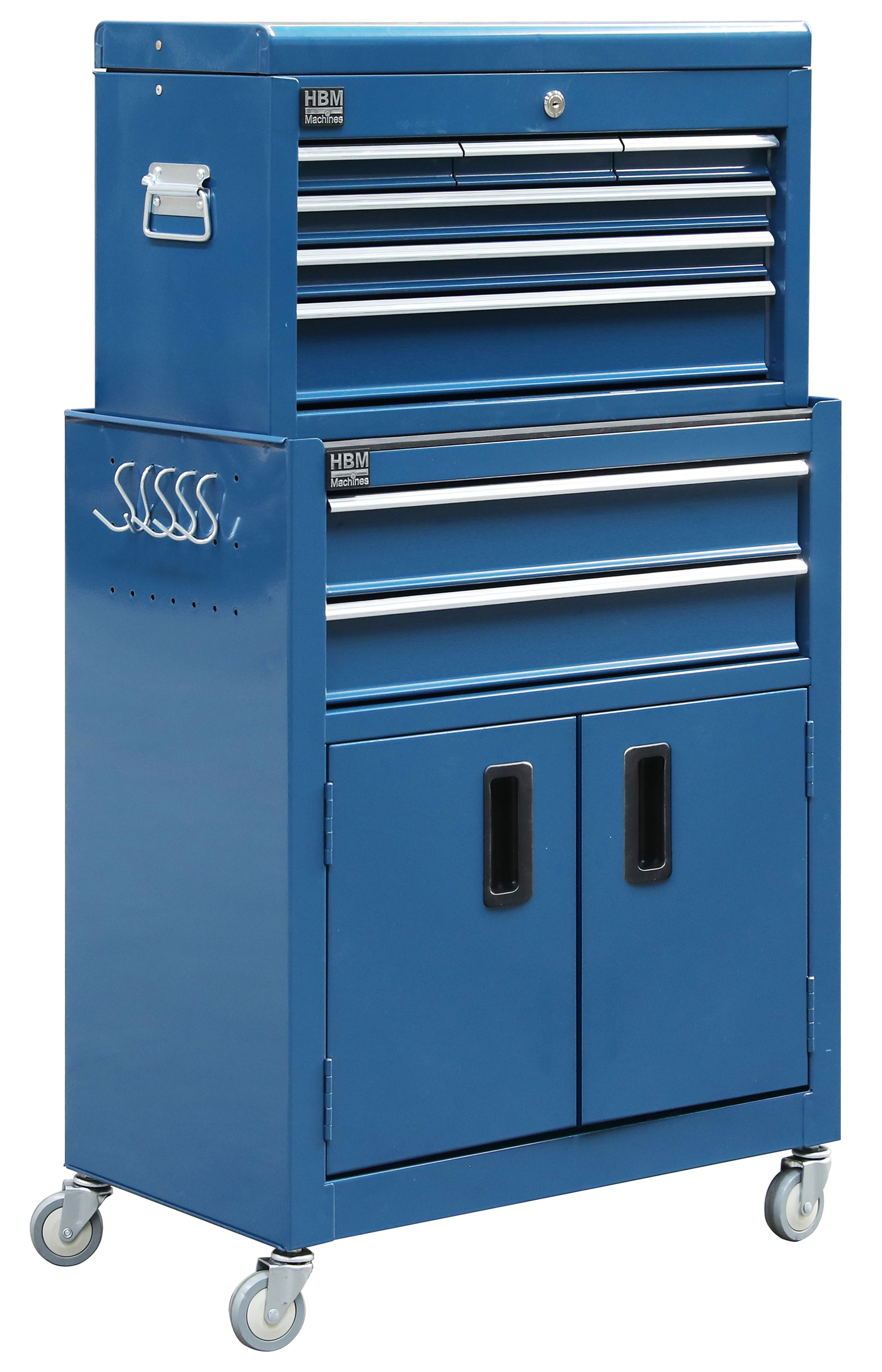 HBM gereedschapswagen inclusief opzetkast, blauw, model 2