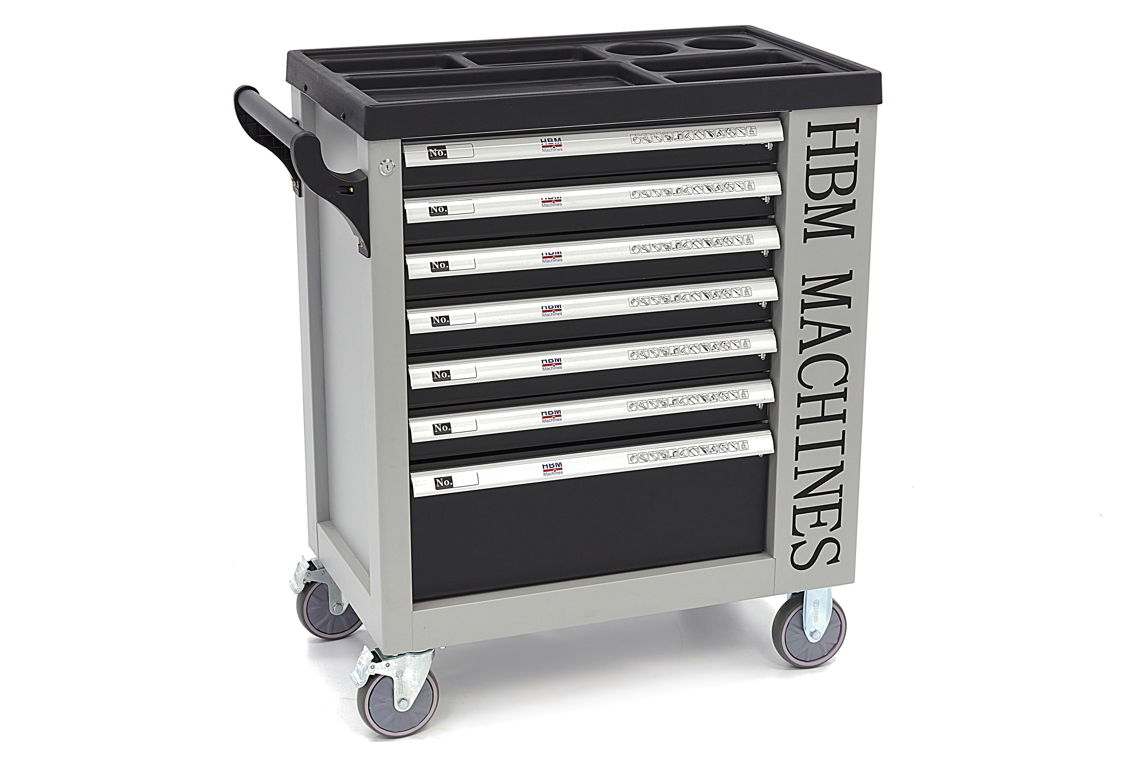 HBM gevulde gereedschapswagen 245-delig inch-maten, zwart Image 11