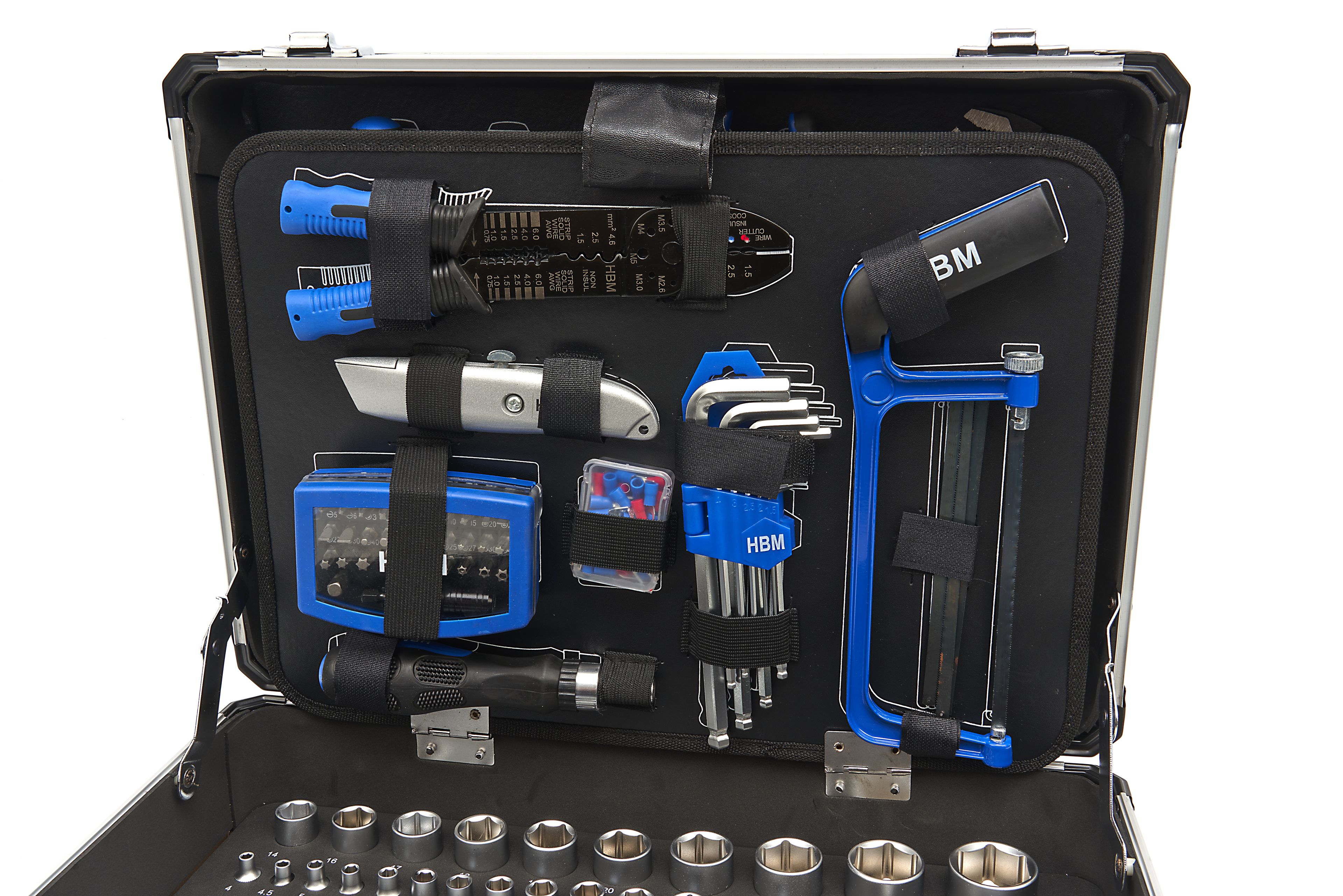 HBM Maletín de herramientas, juego de herramientas con incrustación de EVA de 154 piezas Image 5