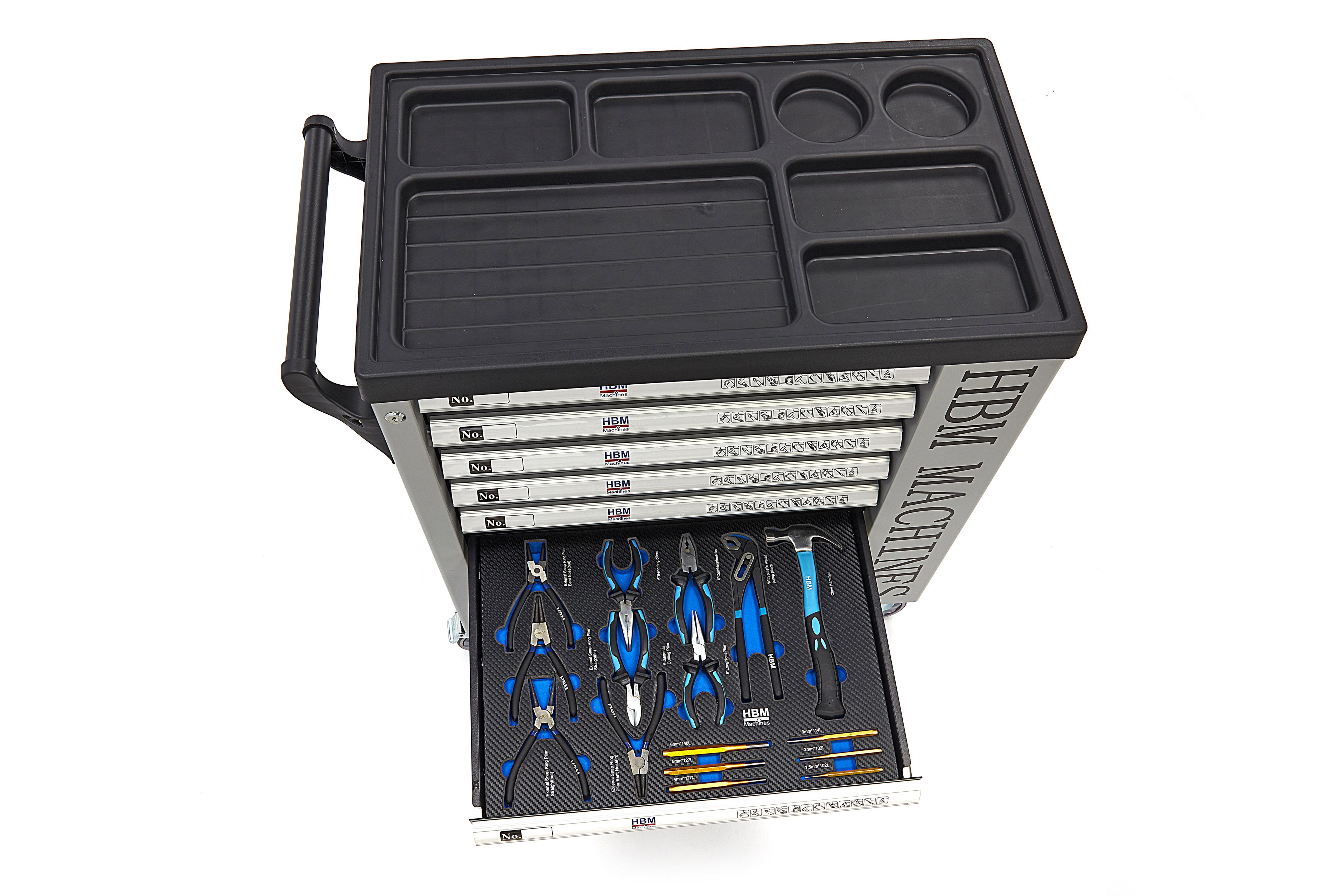HBM gevulde gereedschapswagen 245-delig inch-maten, zwart Image 17