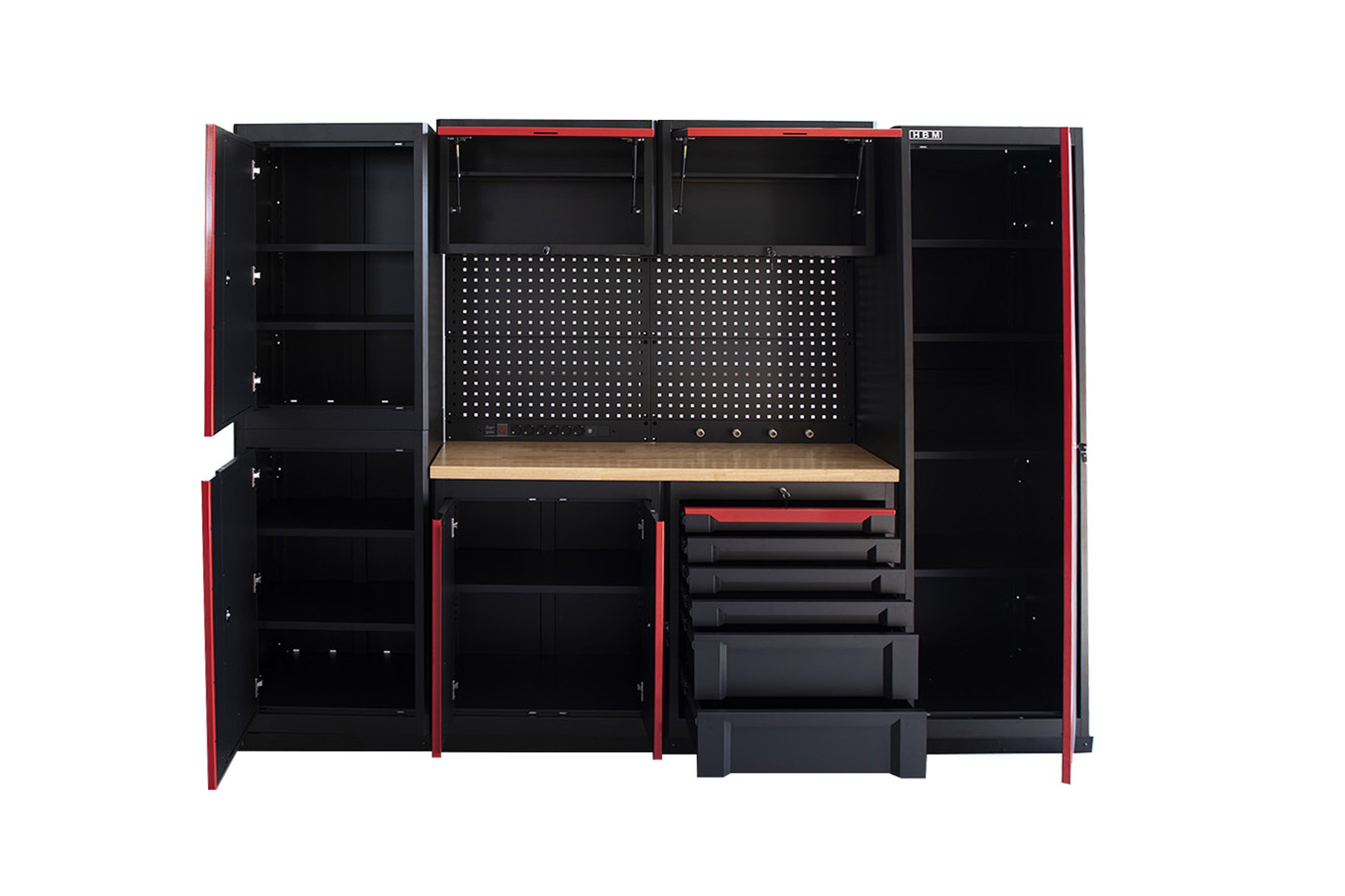 HBM expert modulair werkplaatssysteem, 10-delig, zwart rood Image 6