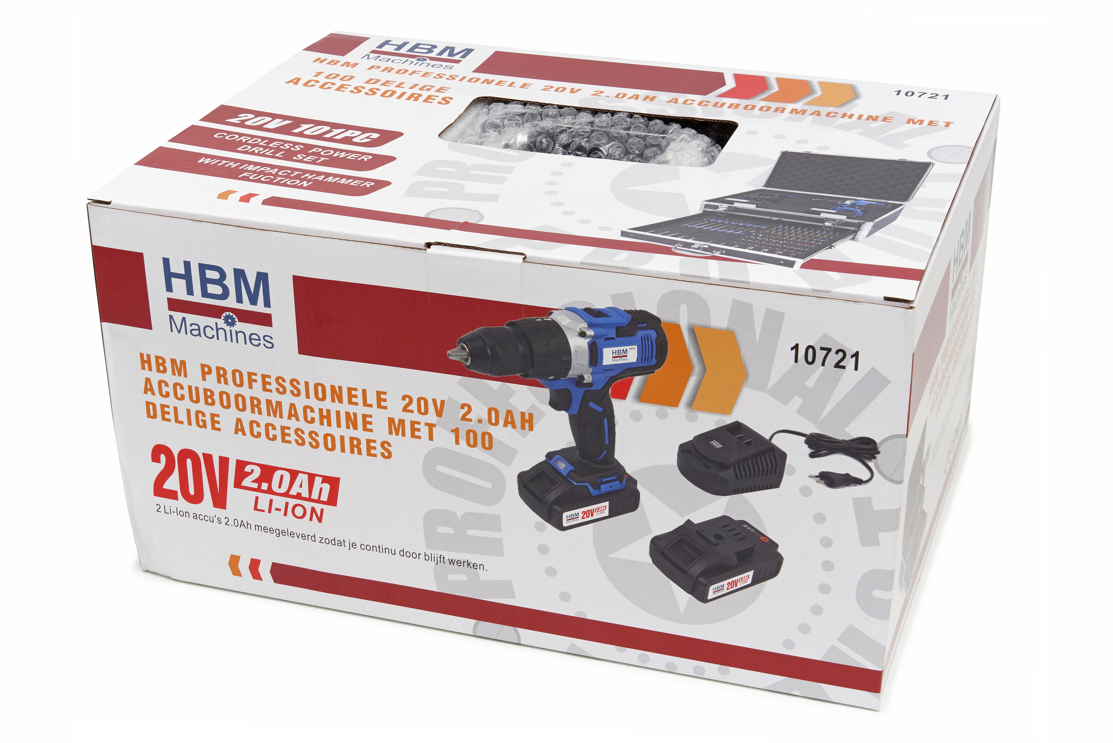 HBM 20V 2.0AH Accuboormachine met 100 Delige Accessoiresset Image 19