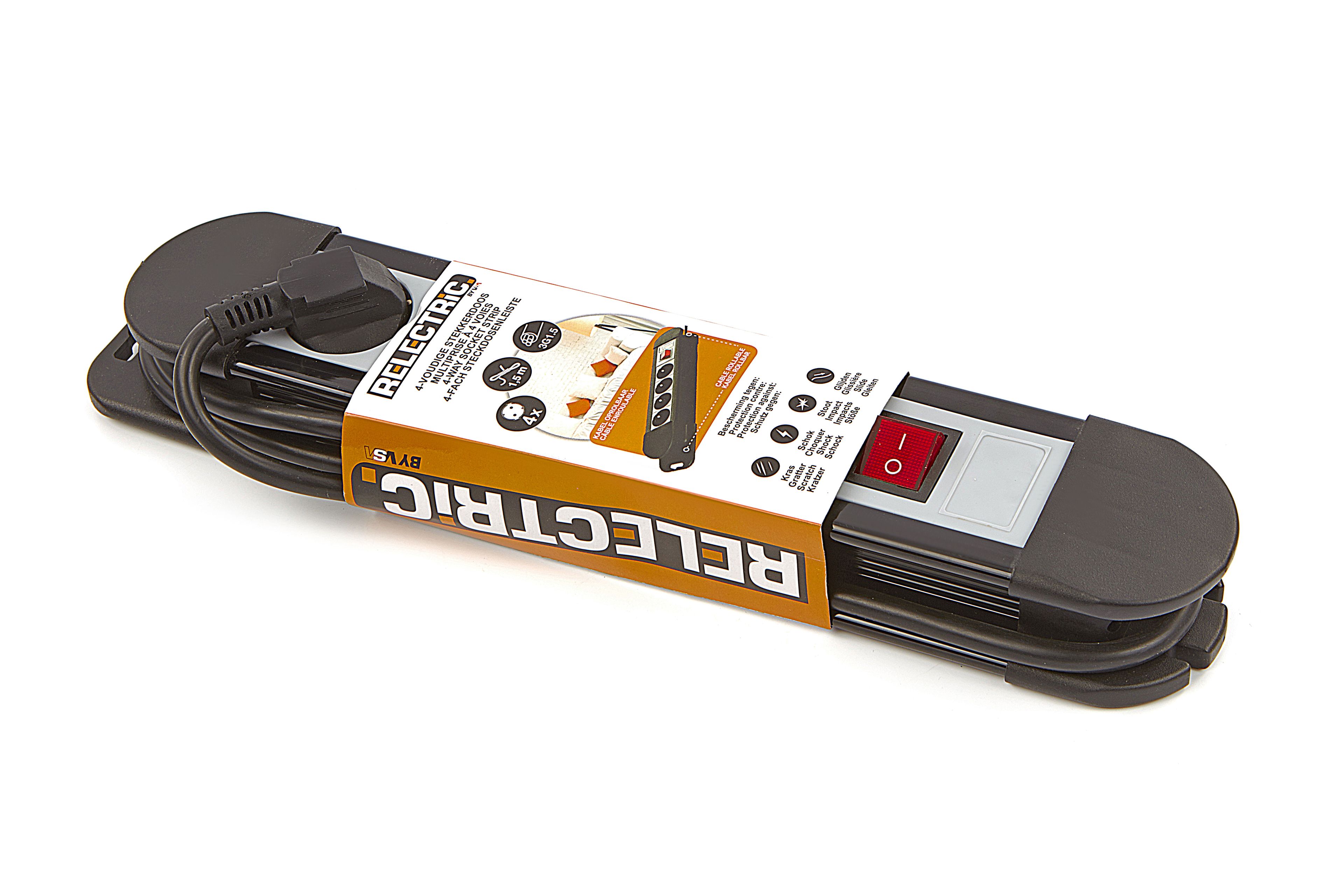 Regletrificador enchufe múltiple de 4 vías con cable de 1,5 metros 3 x 1,5 mm Image 8