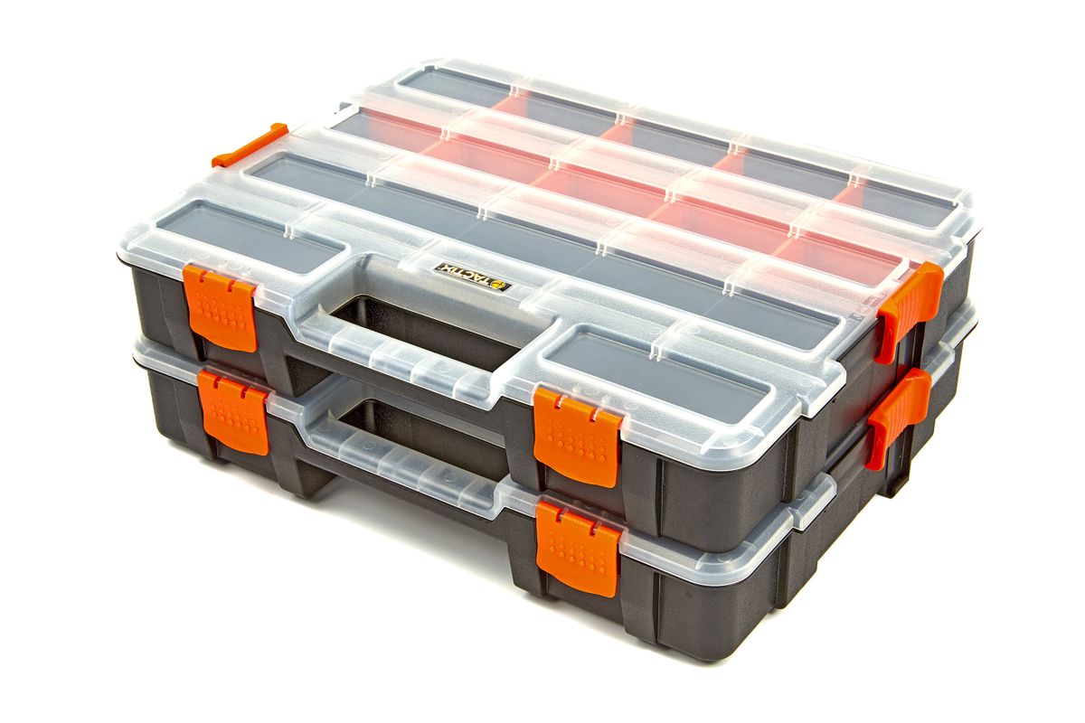 Tactix 2-teiliger abschließbarer Sortimentskoffer 37,5 cm