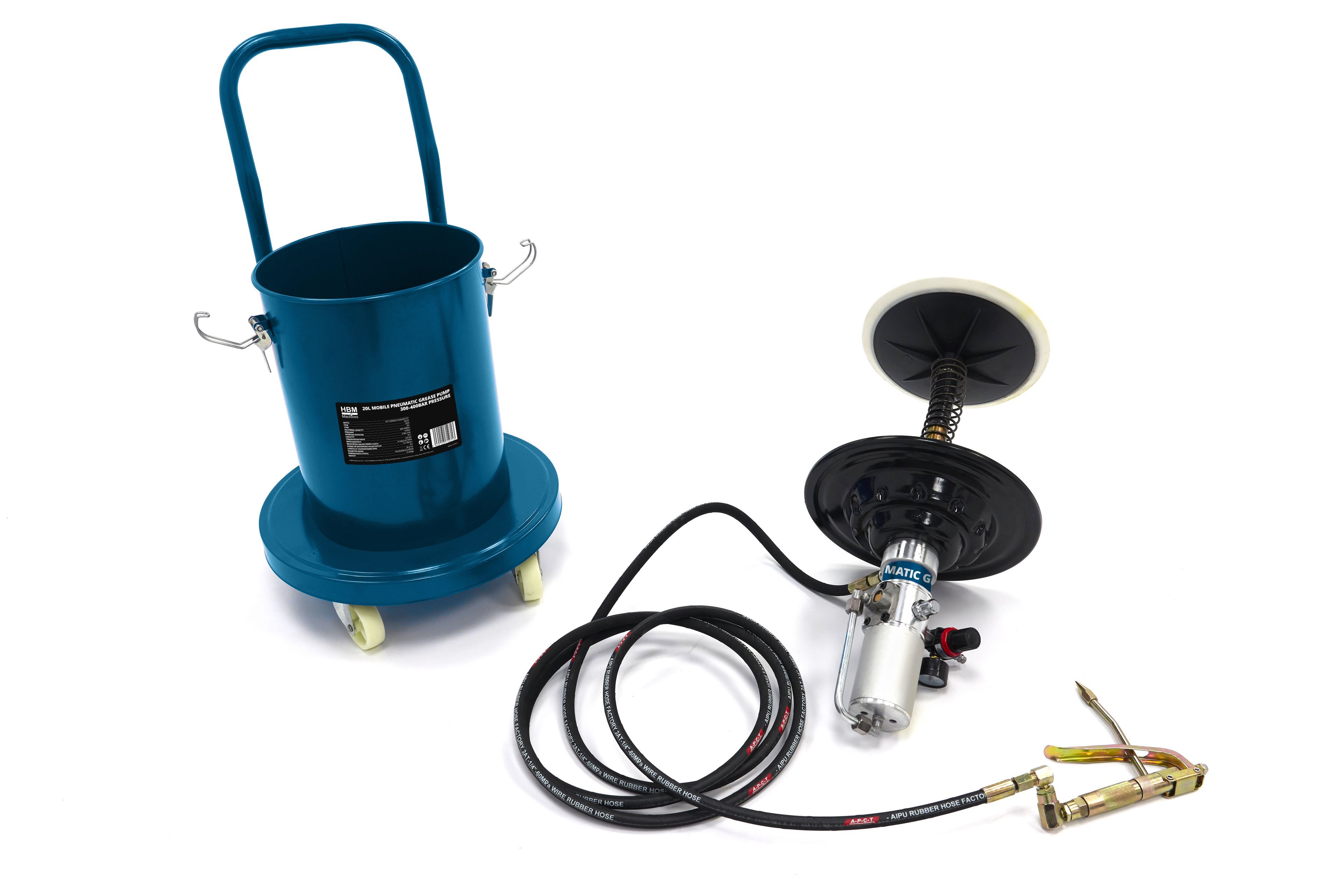 HBM Bomba de grasa neumática móvil de 20 litros 300-400 bar de presión Image 7
