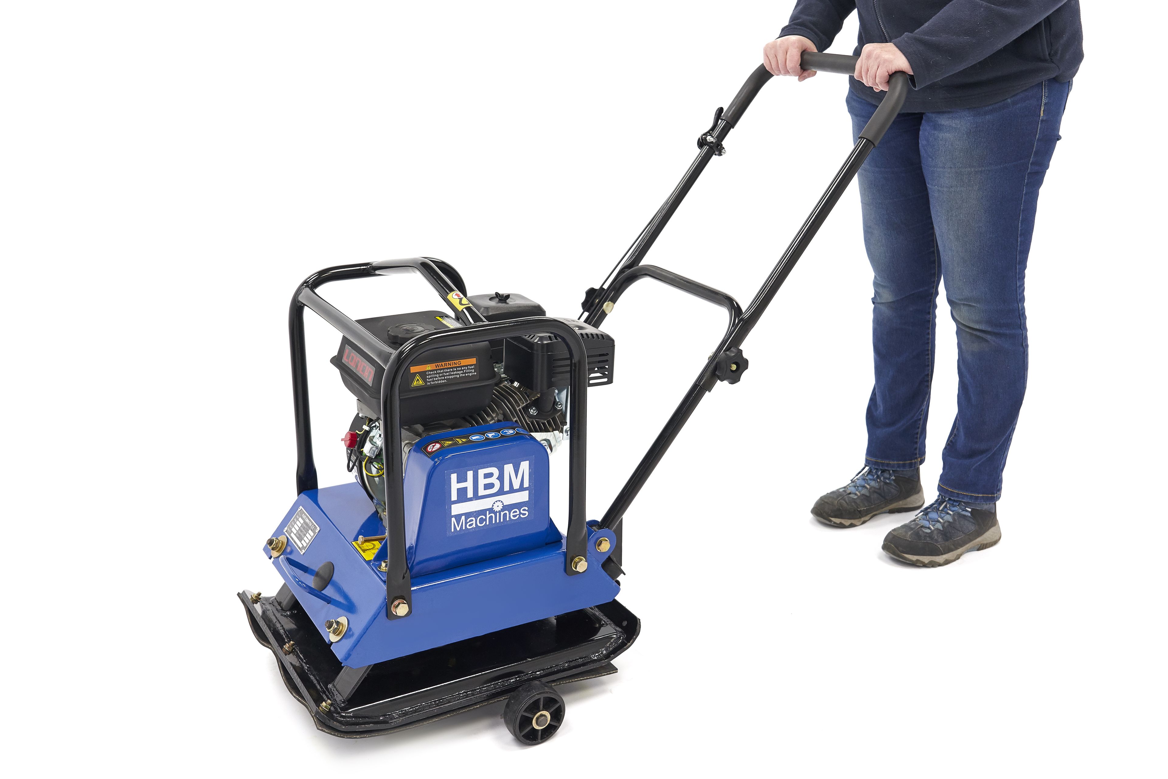 Plaque vibrante HBM Professional 6,5 HP avec roues et plaque de protection de pavage 15000N Image 10