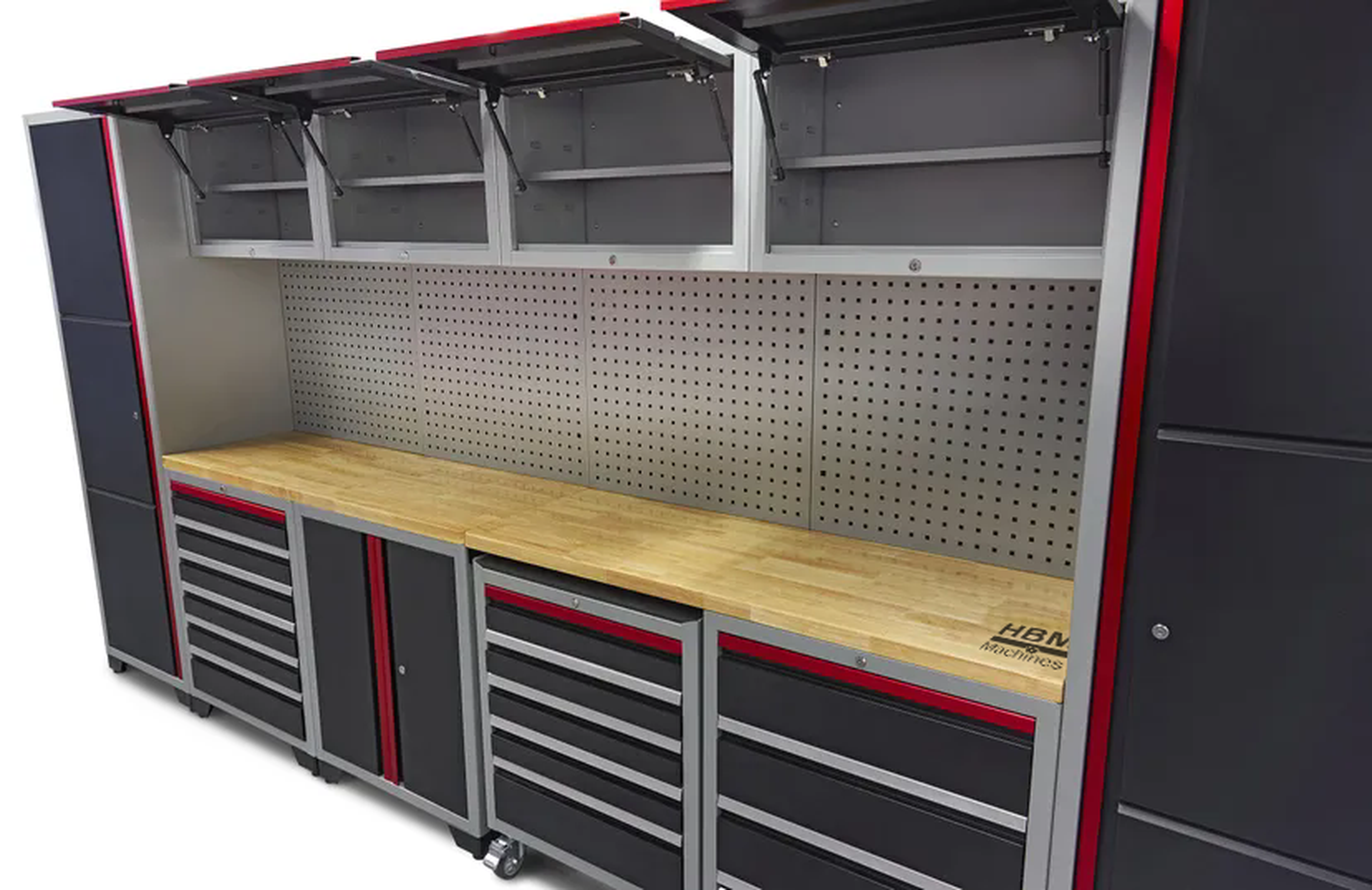 Système d'atelier modulaire professionnel de luxe HBM, 16 pièces, noir rouge Image 11
