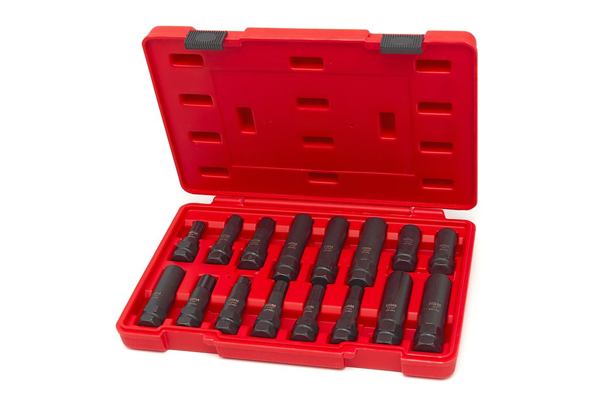 Set de desmontaje de tuercas de ruedas HBM, 16 piezas