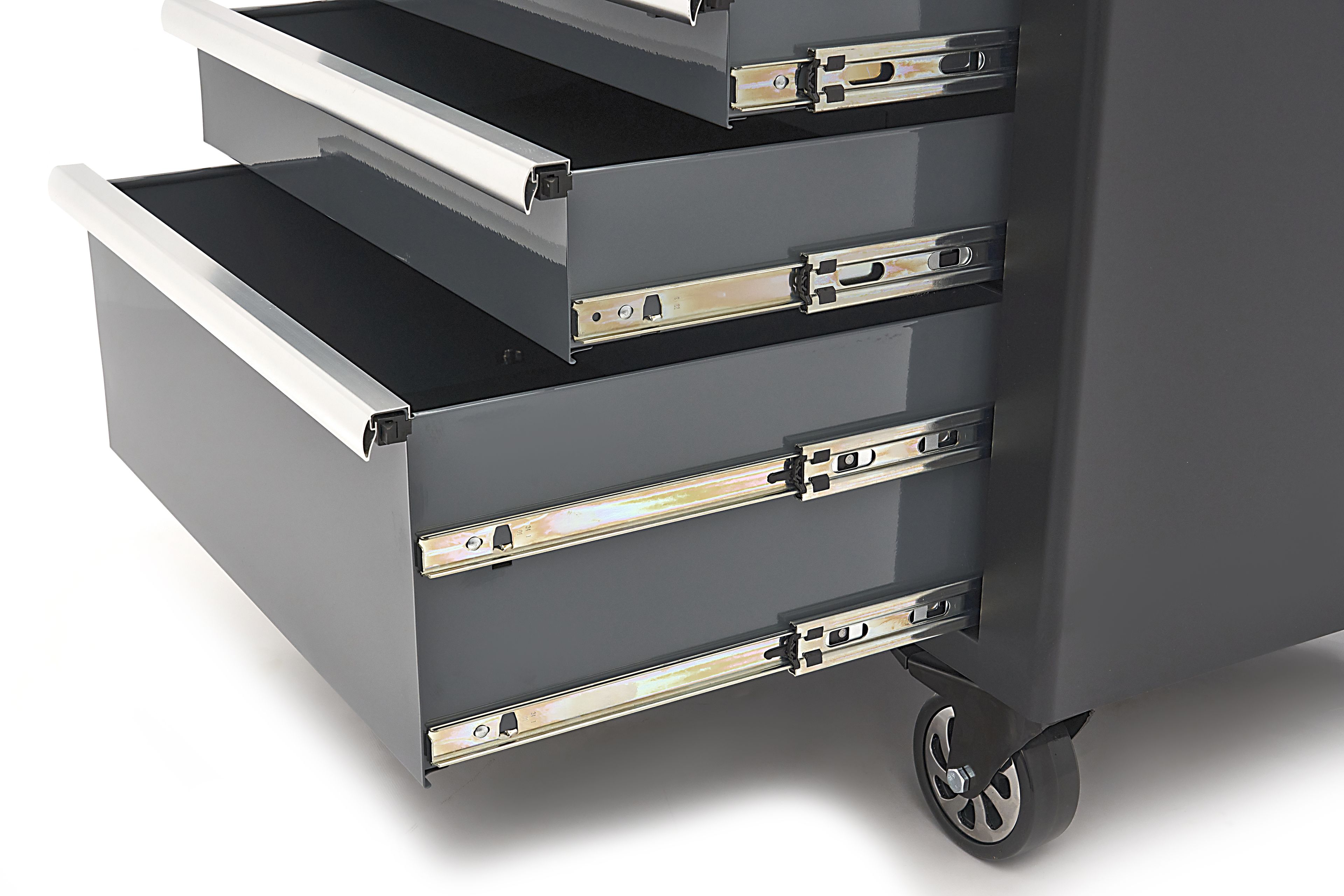 HBM verrijdbare gereedschapswagen, werkbank 114 cm met houten werkblad, zwart/grijs Image 6