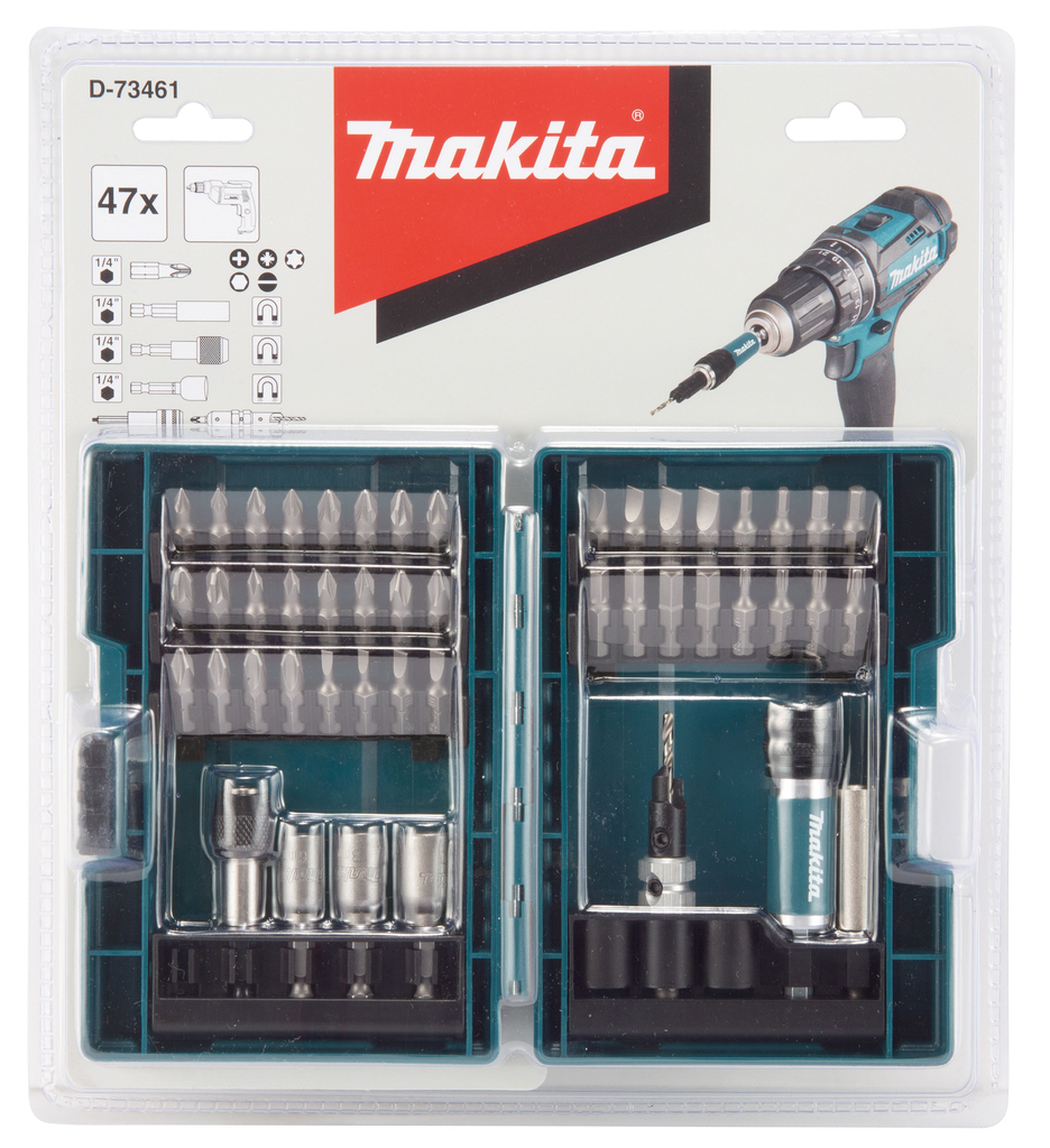 Set di punte per trapano/avvitatore Makita 47 pezzi Quad Driver D-73461 Image 3