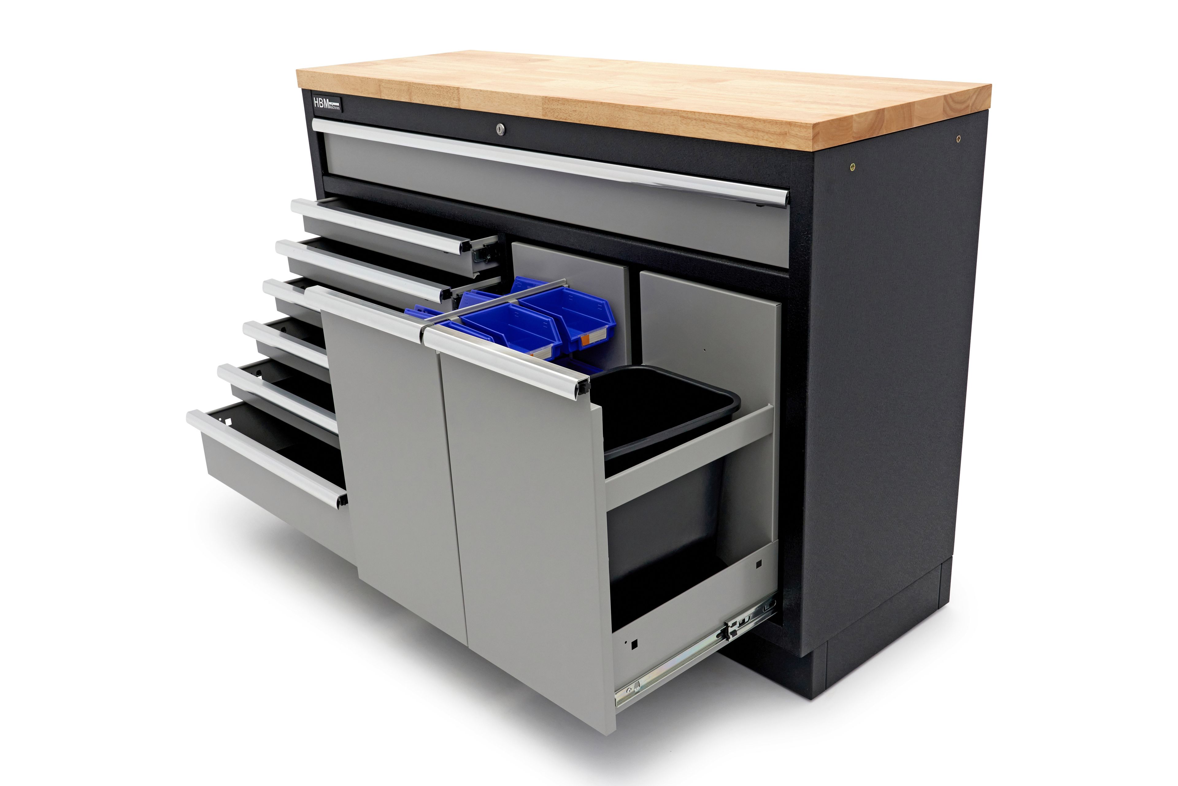 HBM 9 tiroirs 136 cm. Armoire à outils professionnelle, établi pour équipement d'atelier Image 12
