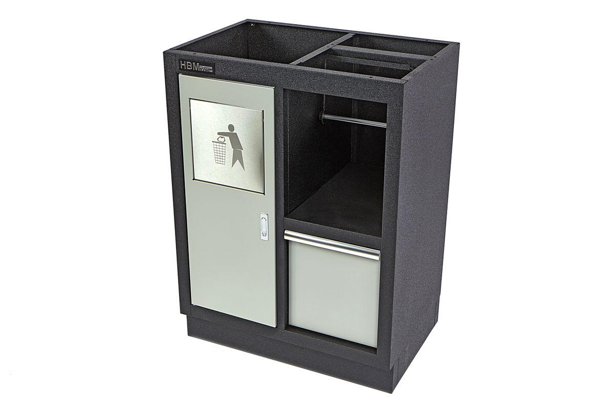 HBM Cubo de basura y soporte de papel para equipos de taller