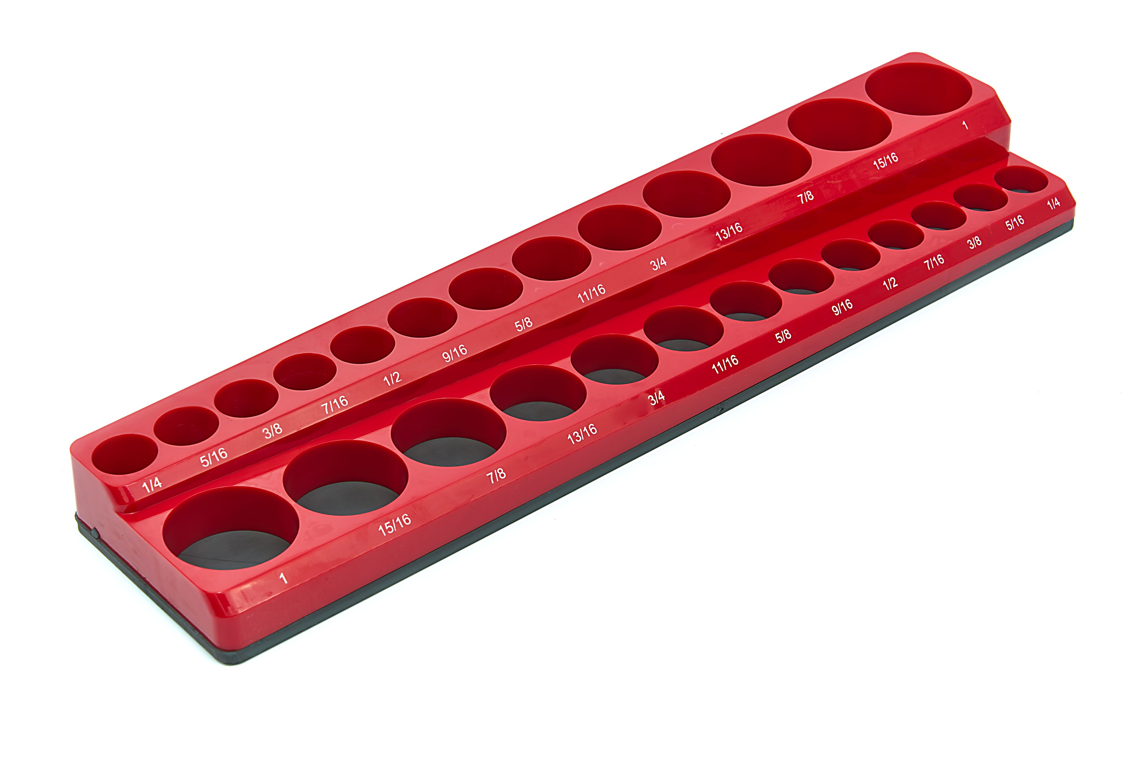 Supporto per accessori magnetici HBM per 26 pezzi di dimensioni inglesi da 3/8 pollice, rosso