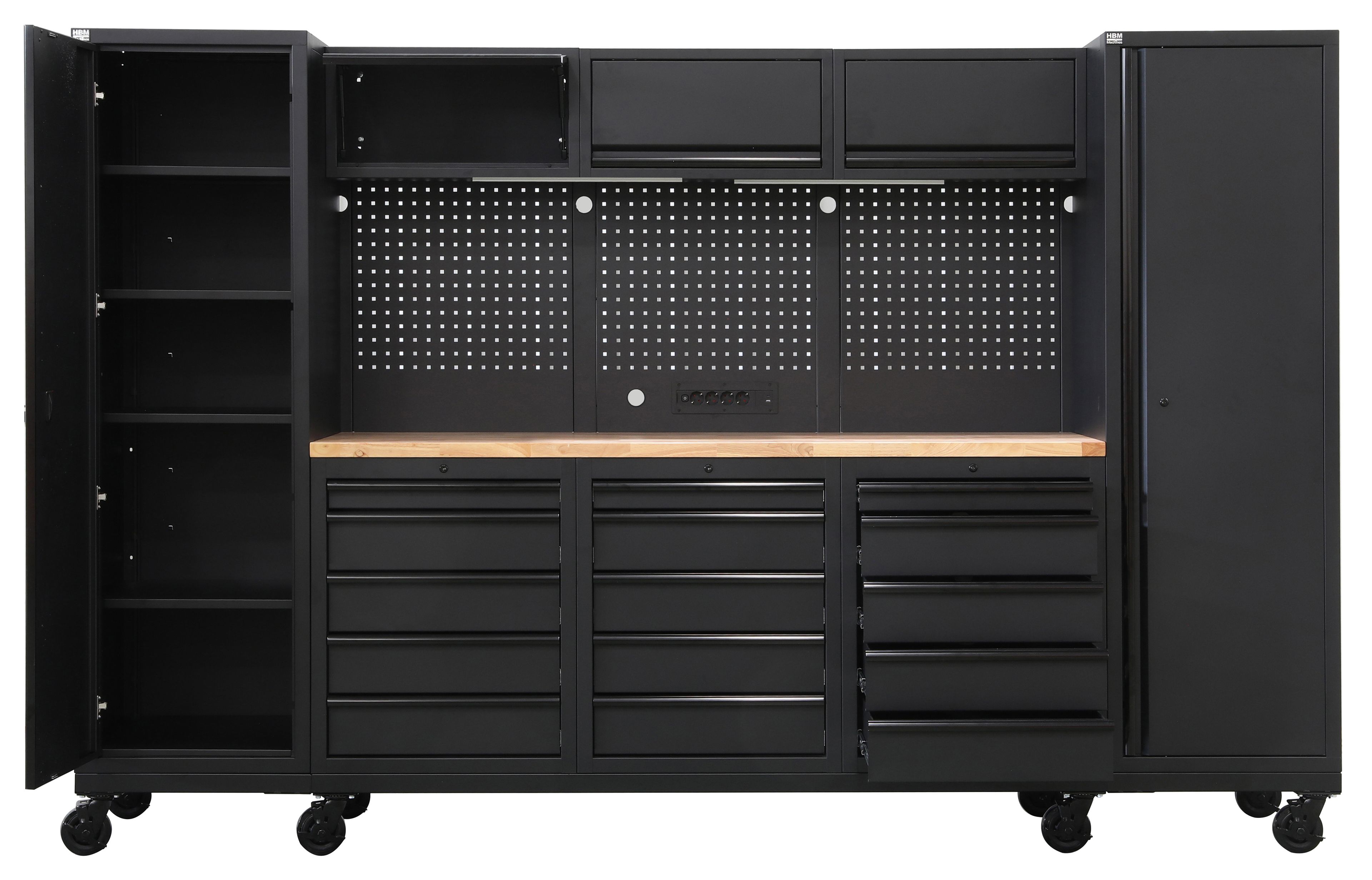 HBM sistema da officina mobile, 12 pezzi, nero Image 6