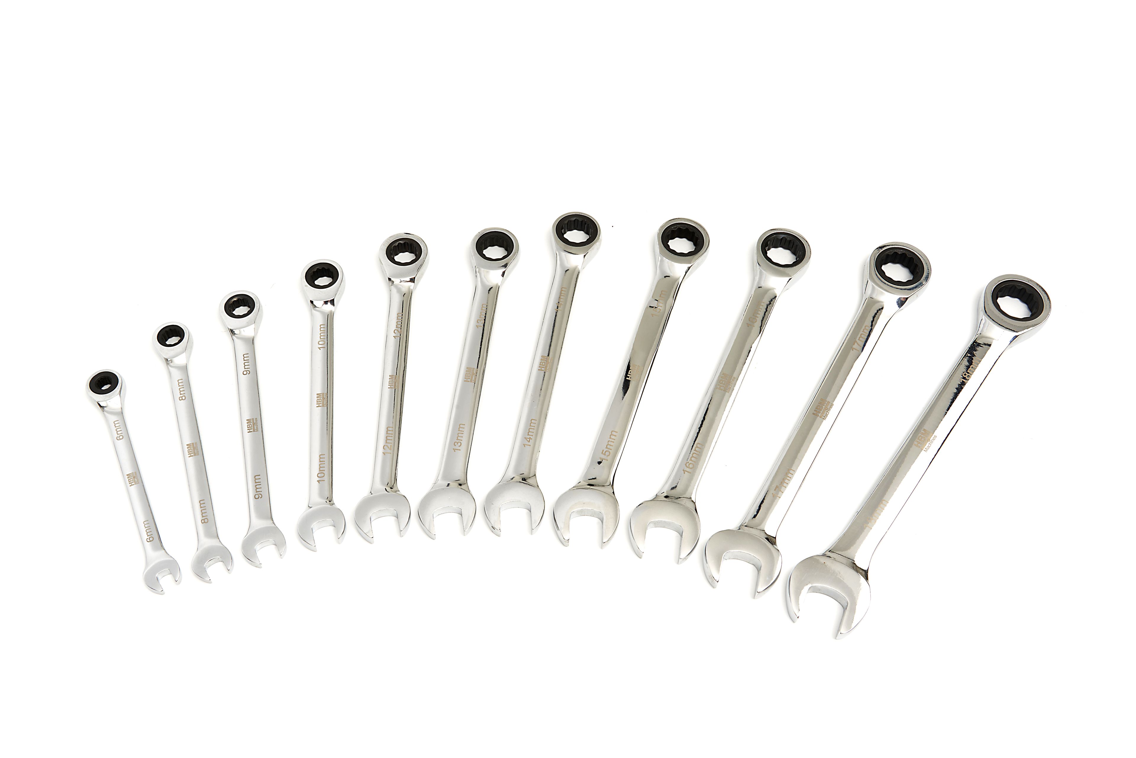 HBM Set di 23 pezzi Professionale di Chiavi ad Anello, a Cricchetto, a Bussola Misure Metriche e INCH Inclusa 4 Adattatori Image 7