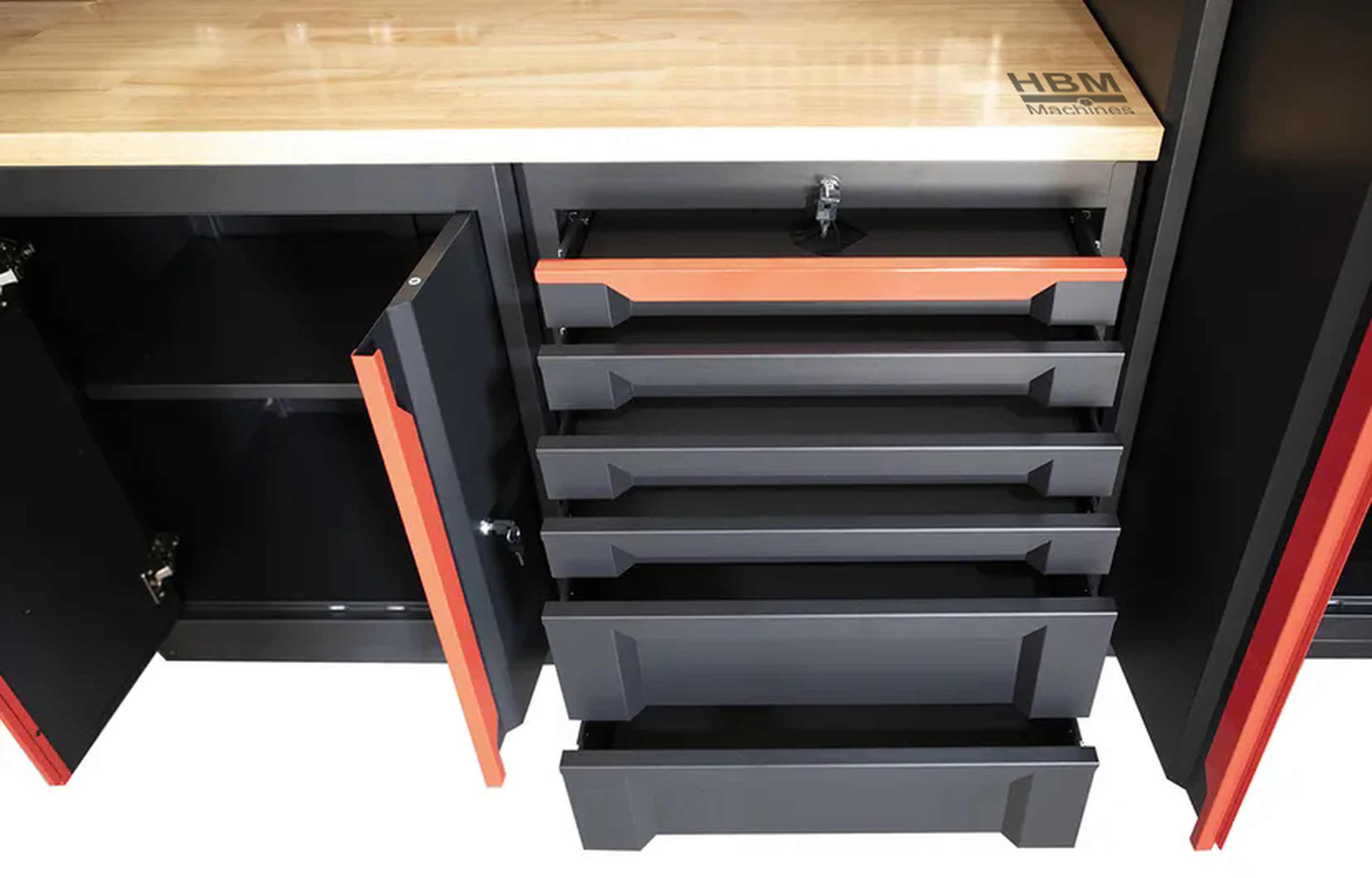 HBM expert modulair werkplaatssysteem, 17-delig, zwart rood Image 9