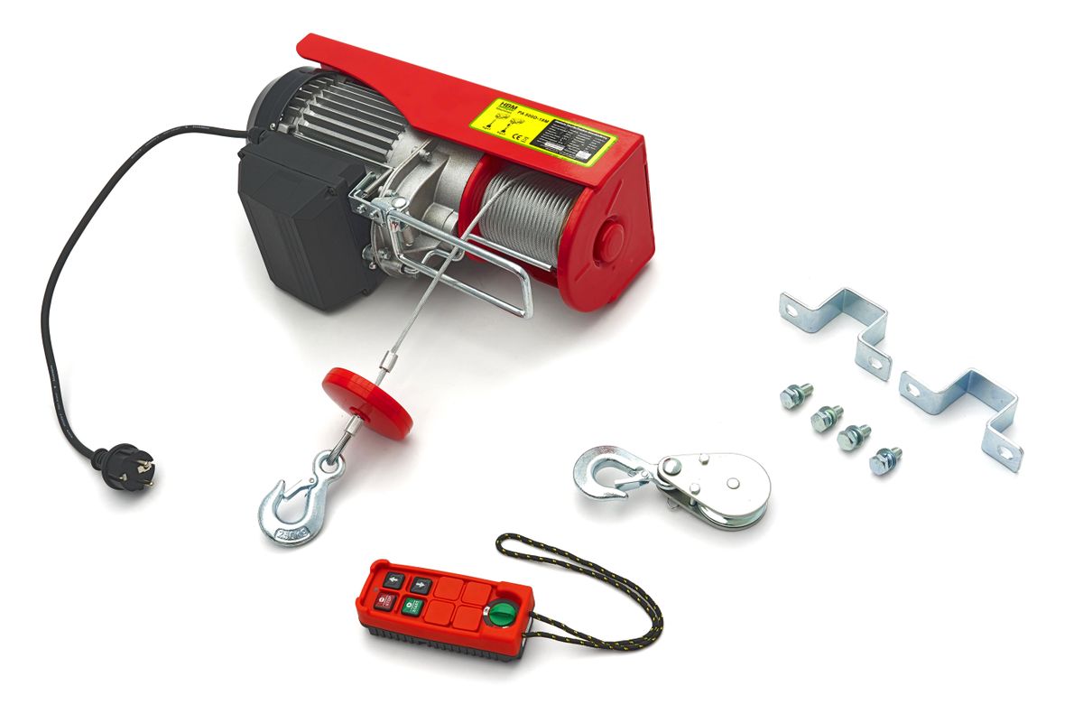 Polipasto eléctrico HBM con control remoto inalámbrico de 500 kg, 18 metros