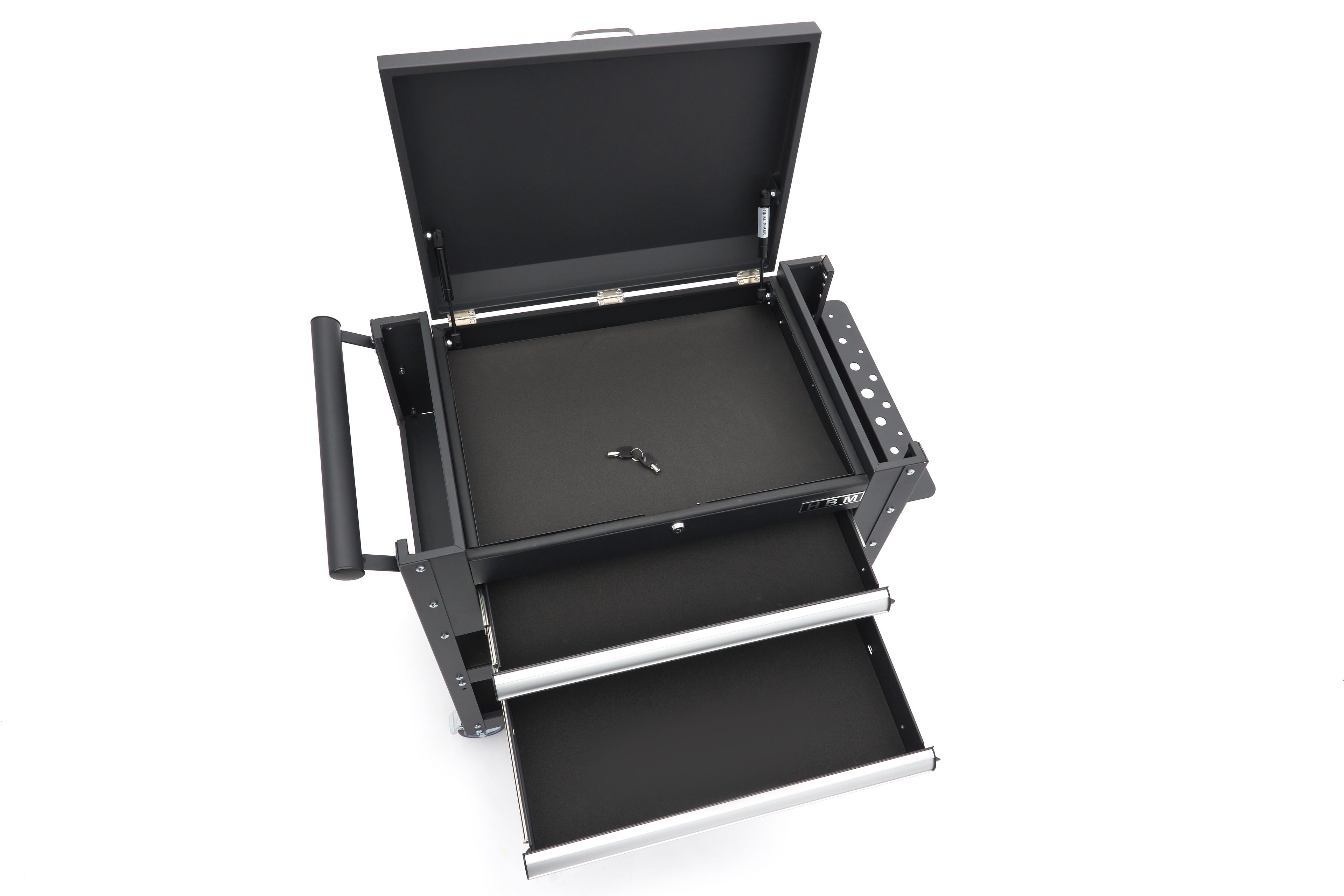 Carro de herramientas HBM con compartimento de almacenamiento, 2 cajones y 2 estantes, 90 cm Image 11