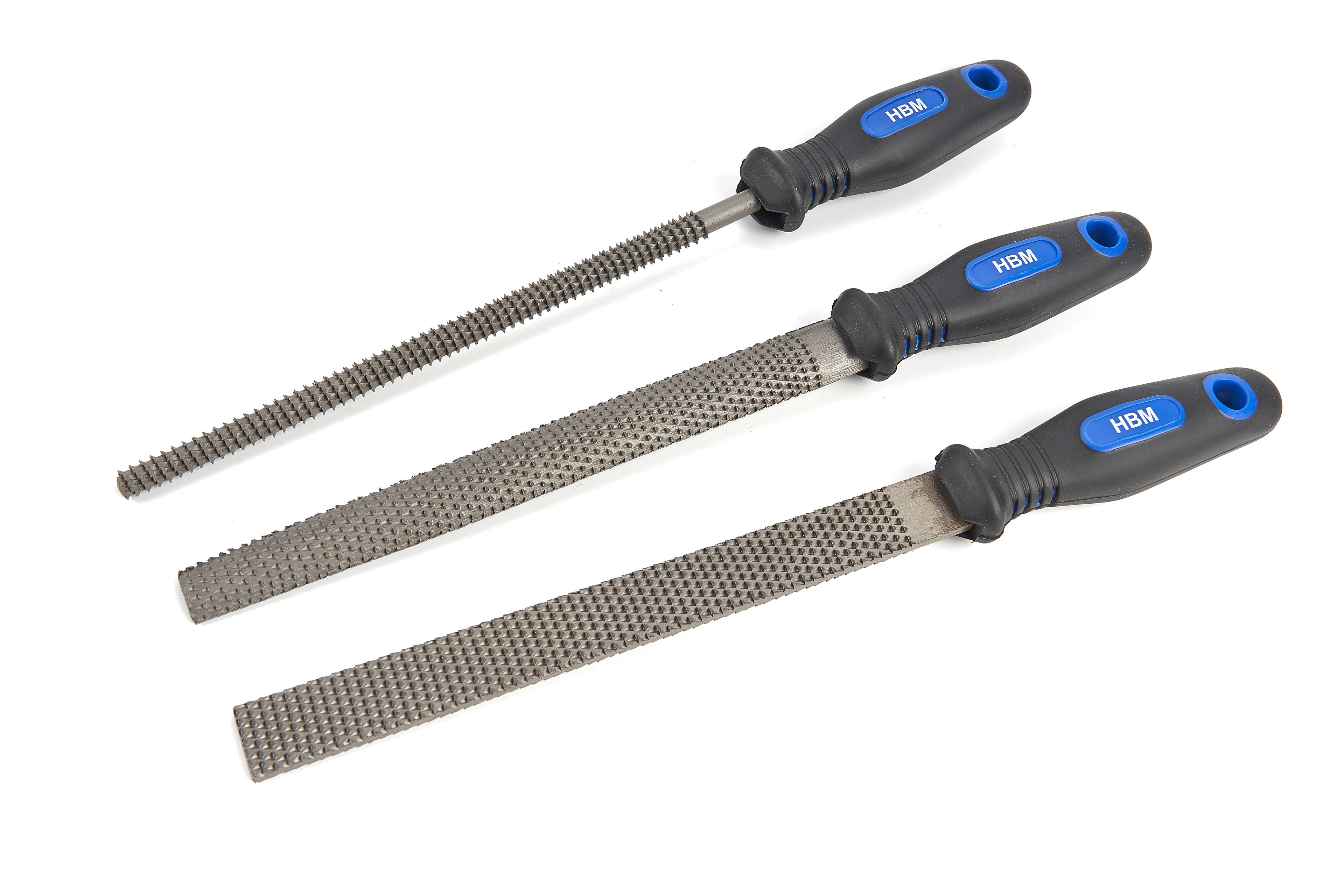 HBM 3 Delige Deluxe Houtraspenset / Houtvijlenset met Soft Grip Handvaten