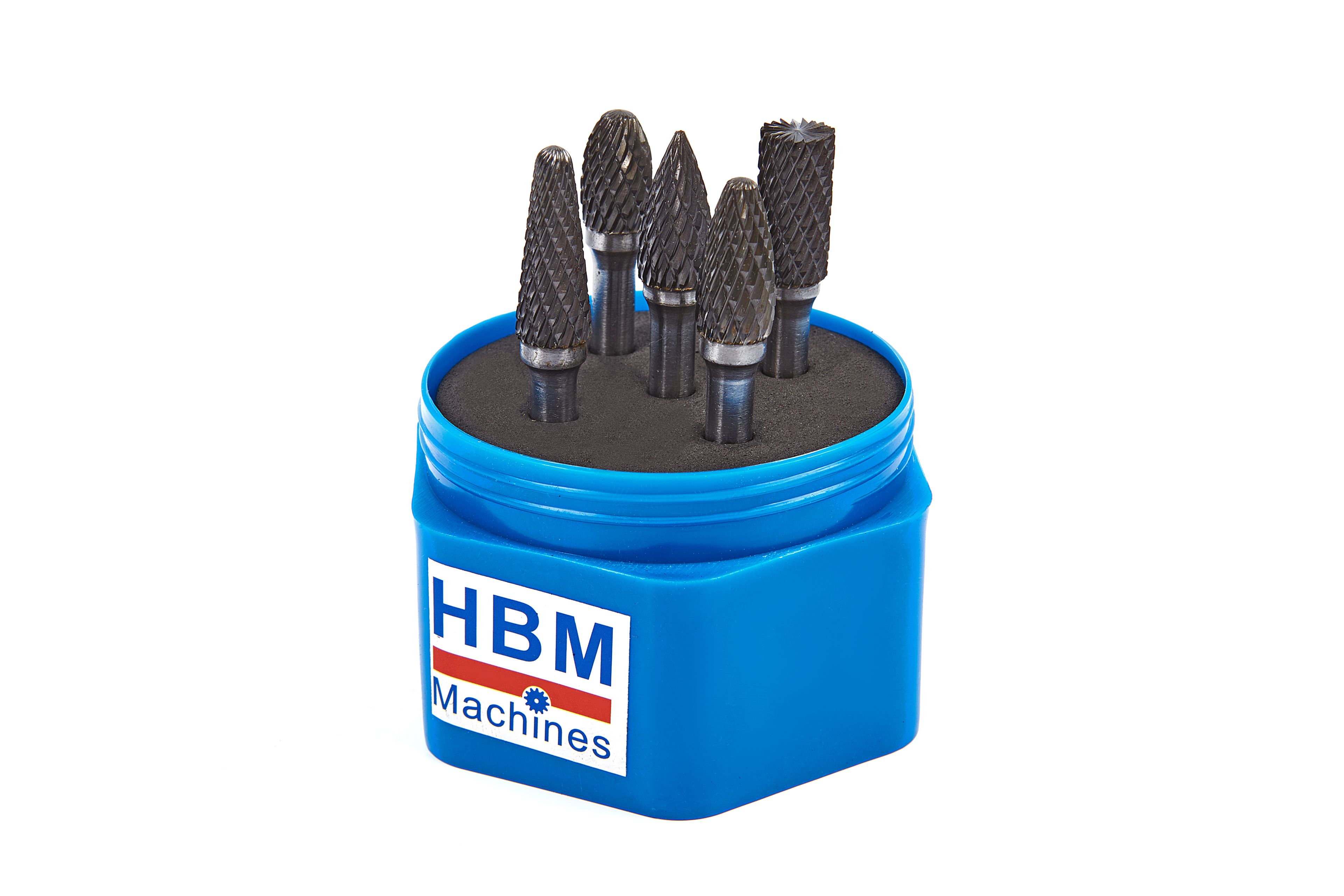 HBM volhardmetalen frezenset voor non-ferro, 5-delig