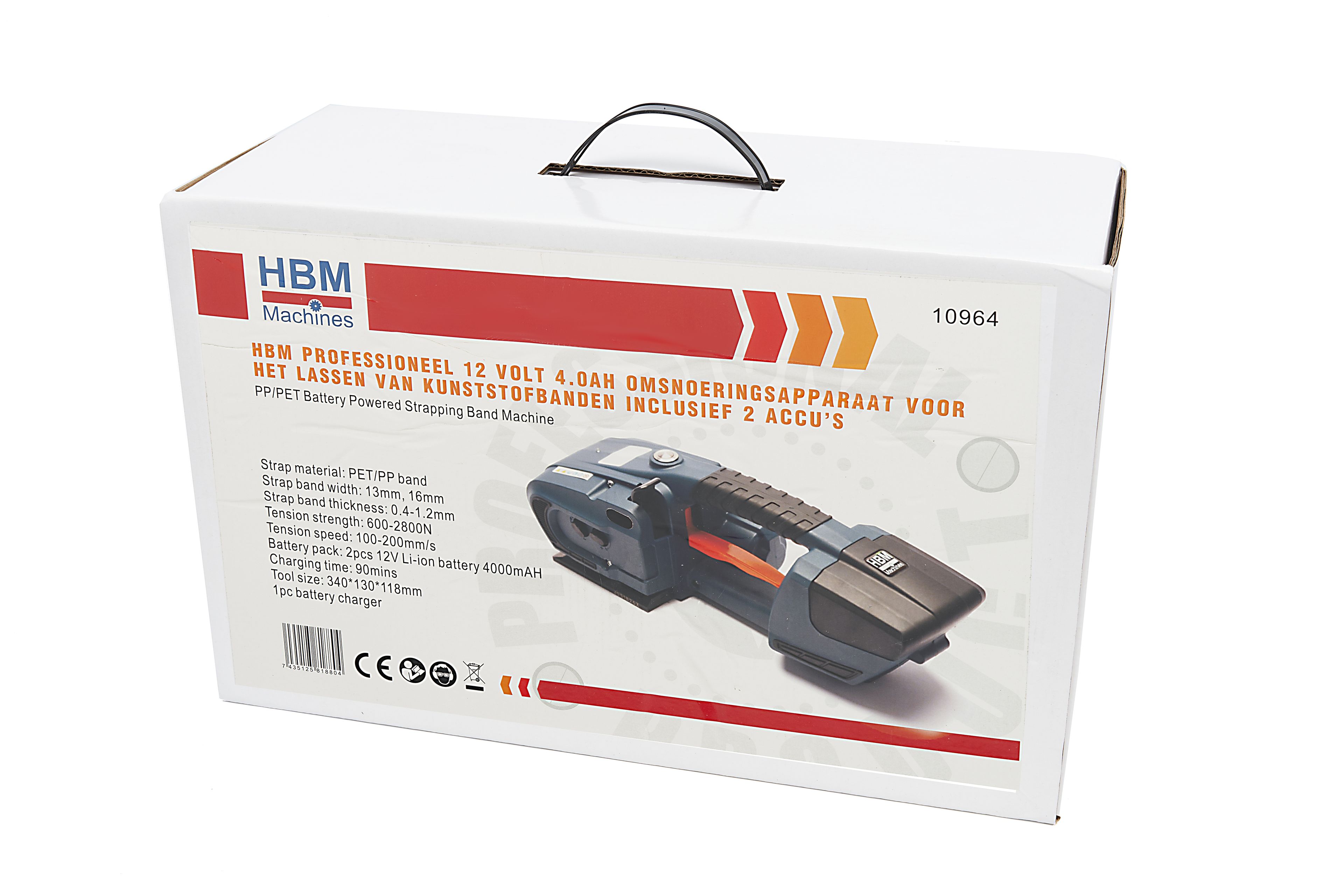 HBM Professioneel 12 Volt 4.0AH Omsnoeringsapparaat Voor Het Lassen Van Kunststofbanden Inclusief 2 Accu's Image 17