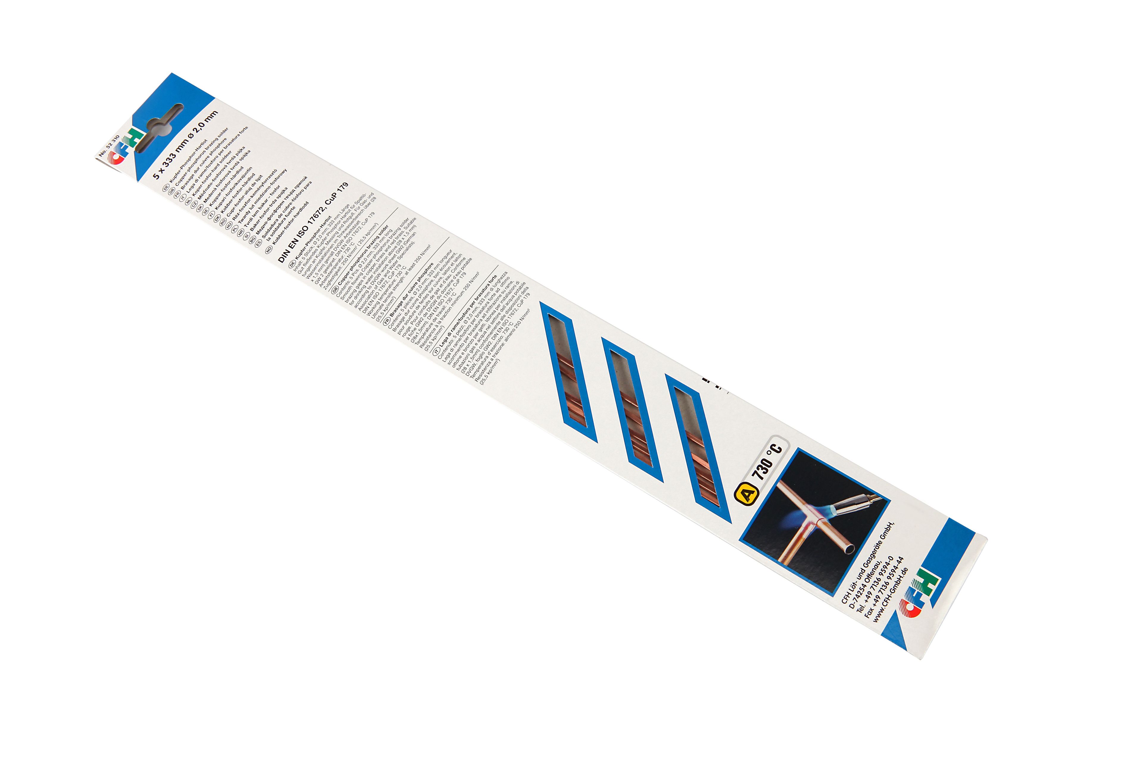 CFH Baguettes de soudure Cuivre - Phosphore - Brasure 333 x 2 mm 5 Pièces Image 2