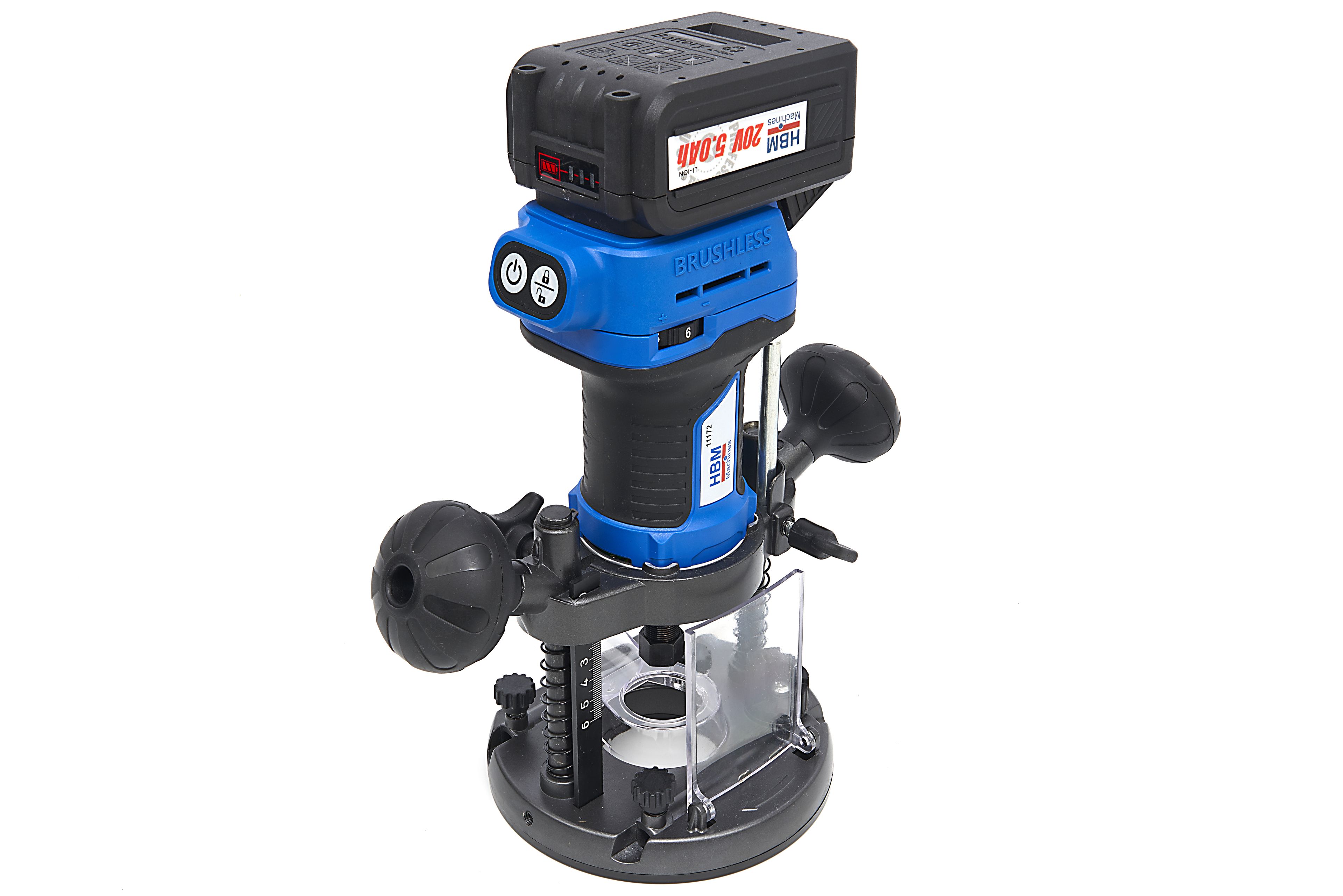 Fresatrice Professionale HBM da 20 Volt 5,0 AH Li-ion e 2 Batterie Li-ion Image 3