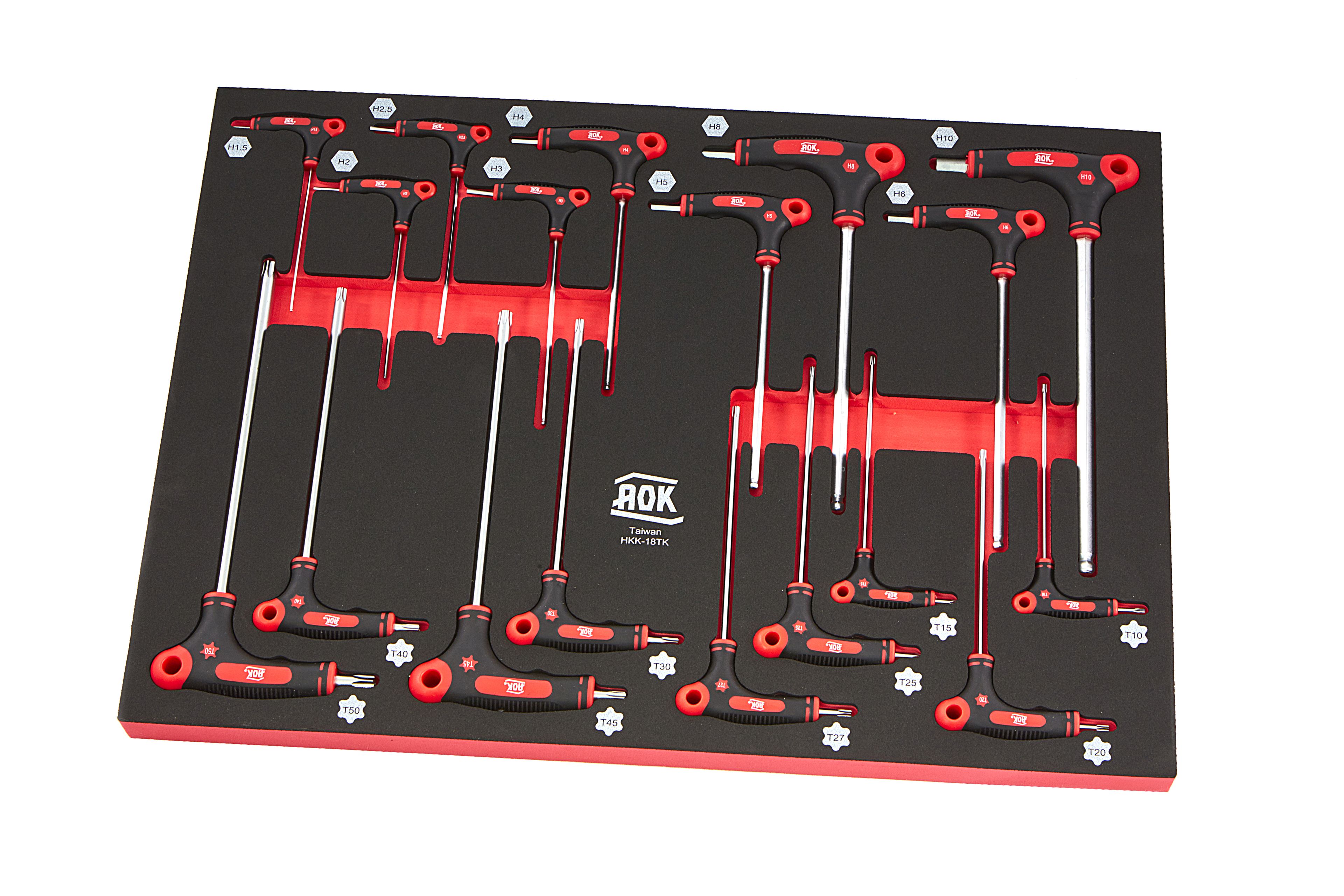 AOK Professionele 18 Delige T-Grepen Foam Inlay