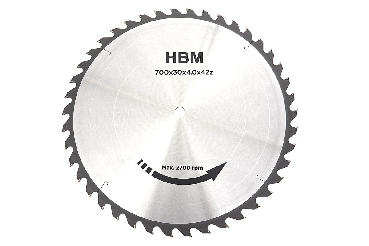 HBM hoja de sierra de 700 mm - 42-T para HBM Sierra de Inglete Profesional / Sierra de Leña 5.5 HP - 400 Voltios