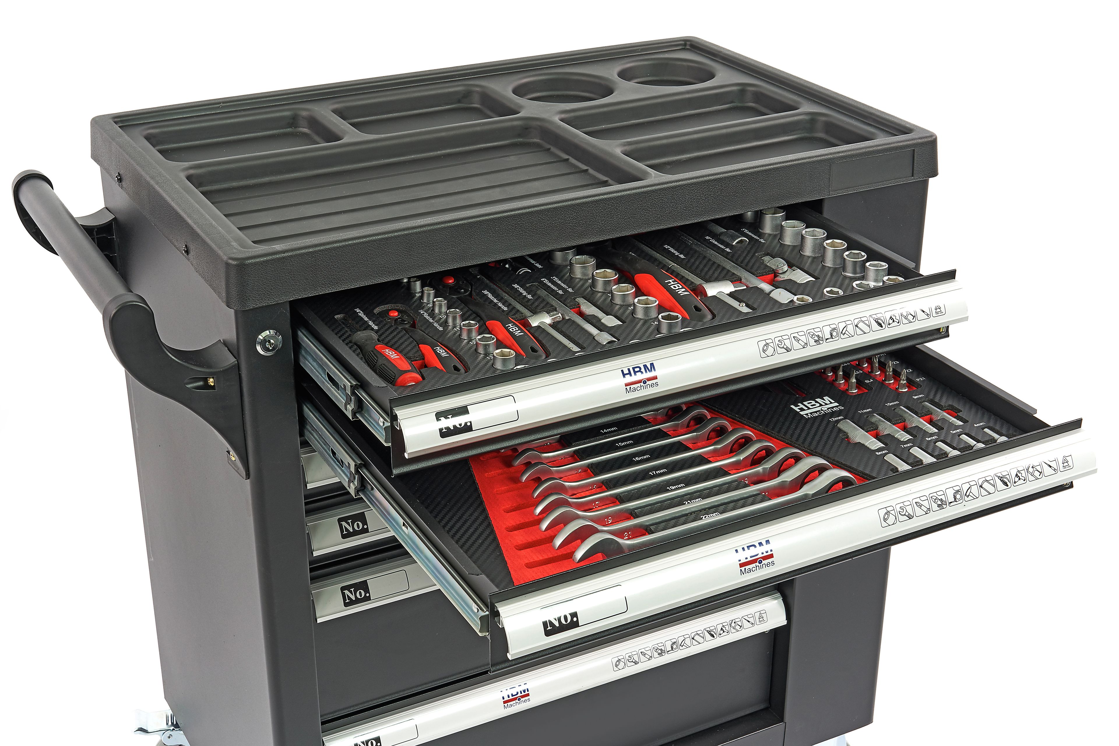 Carro de herramientas lleno HBM Premium con puerta - 154 piezas Image 20