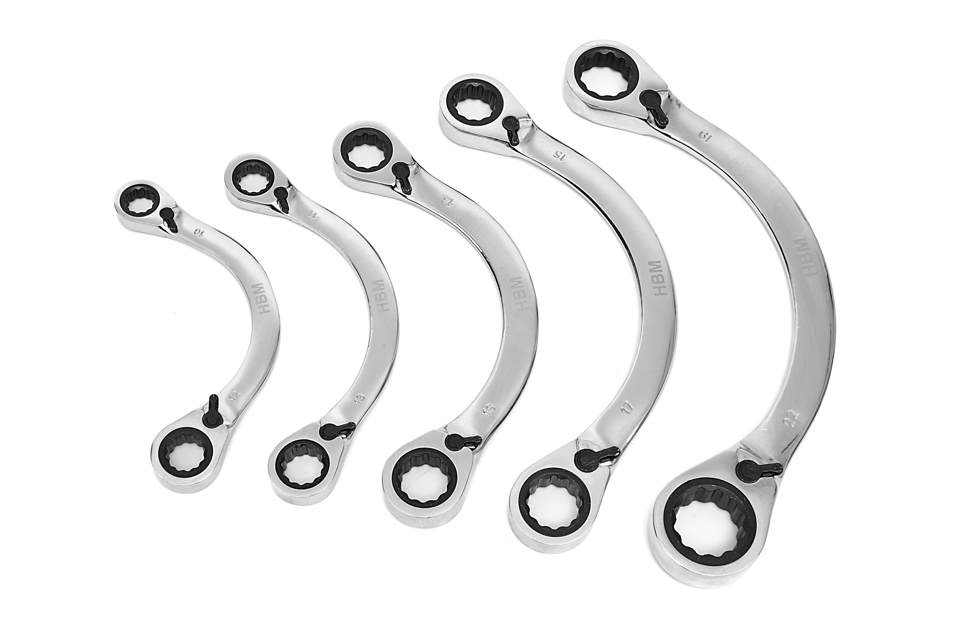 HBM Ringschlüssel Halbmond, Halbmondringratschensatz 5-teilig