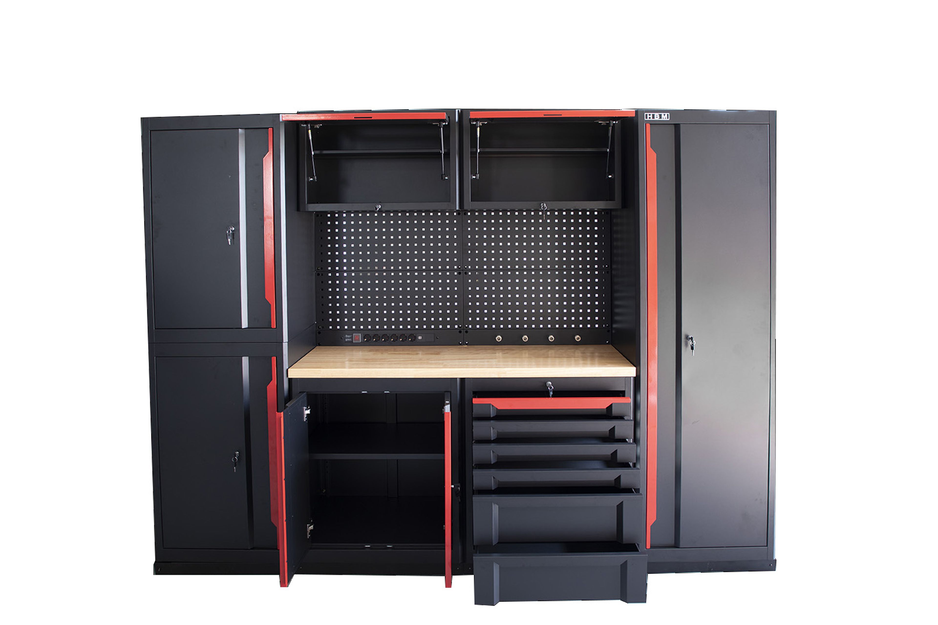 HBM expert modulair werkplaatssysteem, 10-delig, zwart rood Image 5