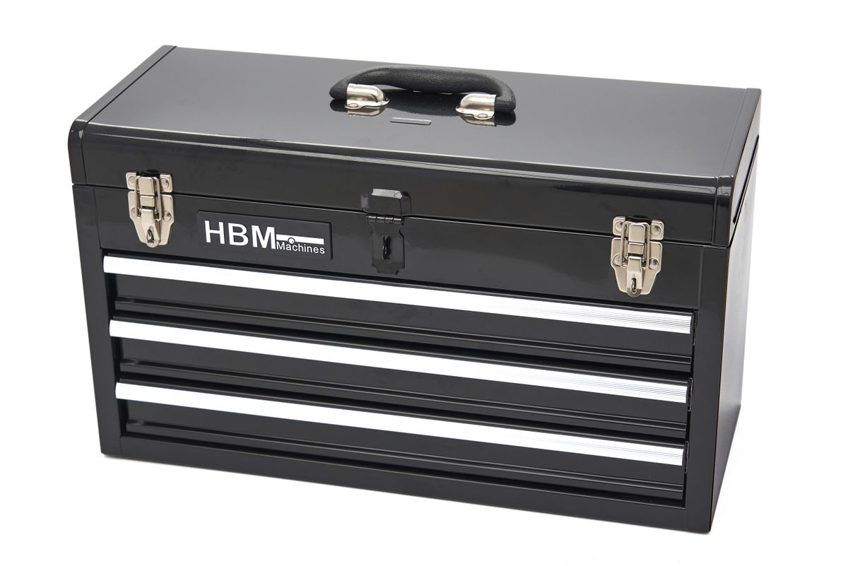 Caja de herramientas HBM con 3 cajones, negro
