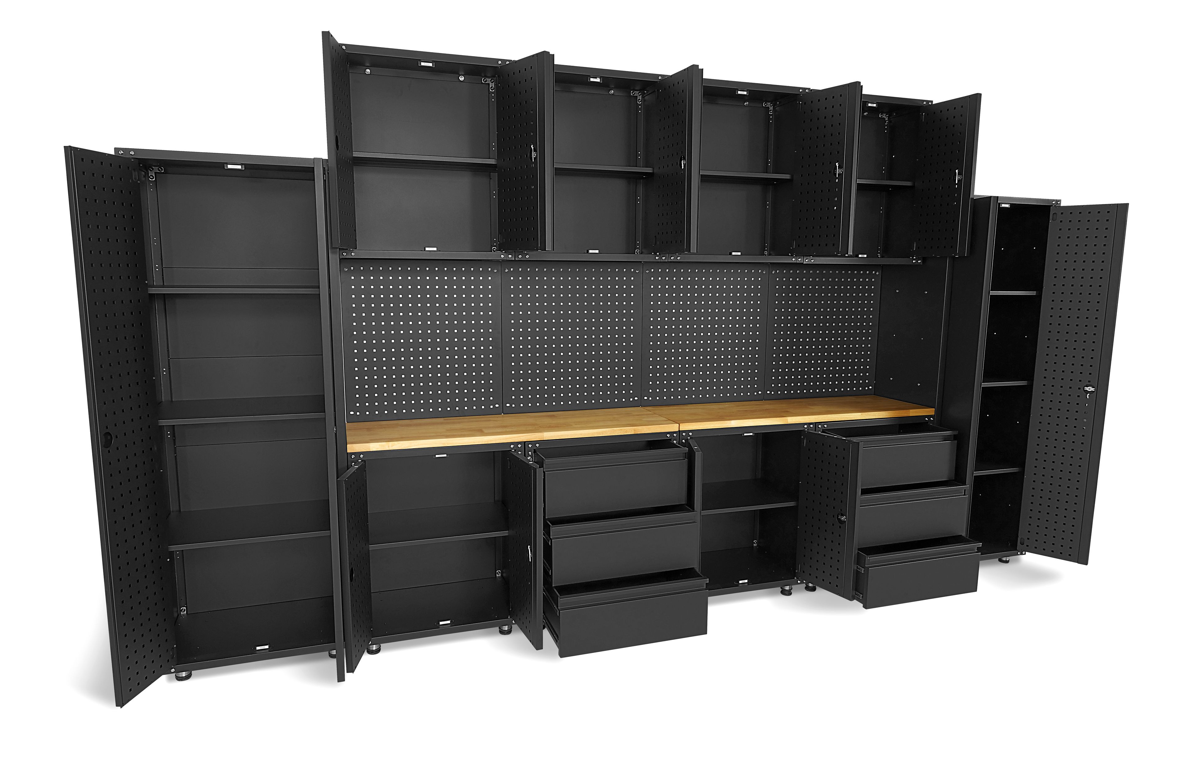 HBM Sistema di officina modulare premium, 16 pezzi, nero opaco Image 9