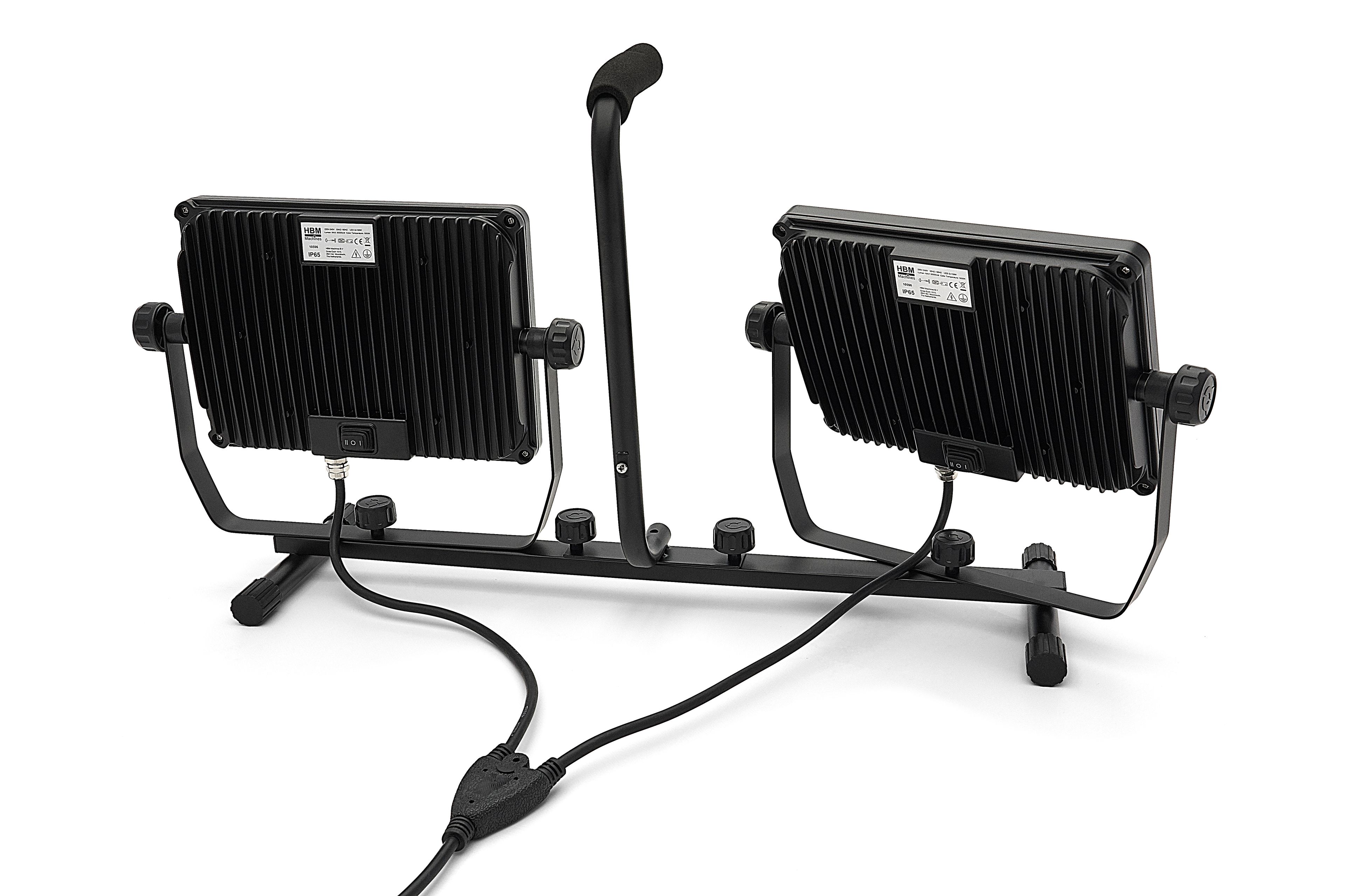 Faro LED Professionale HBM a Doppia Testa 2 x 150 Watt – 2 x 15.000 Lumen con Treppiede Image 8