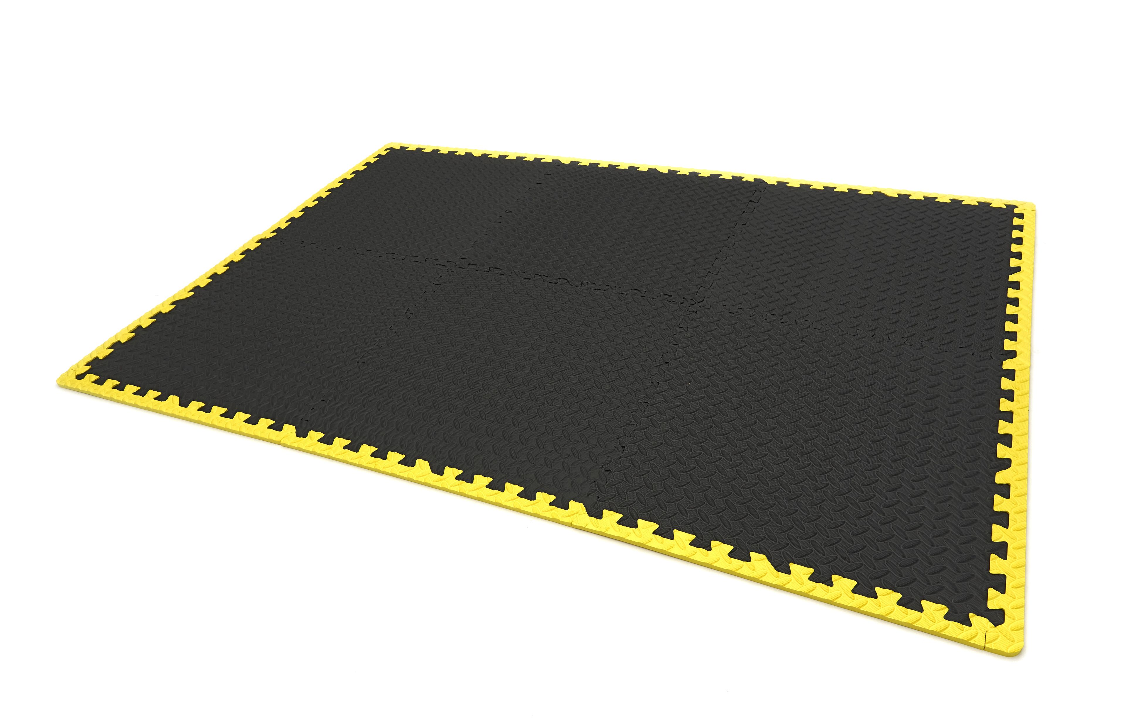 Jeu de dalles de sol EVA de HBM pour la protection des sols, 6 pièces, noir, jaune Image 3