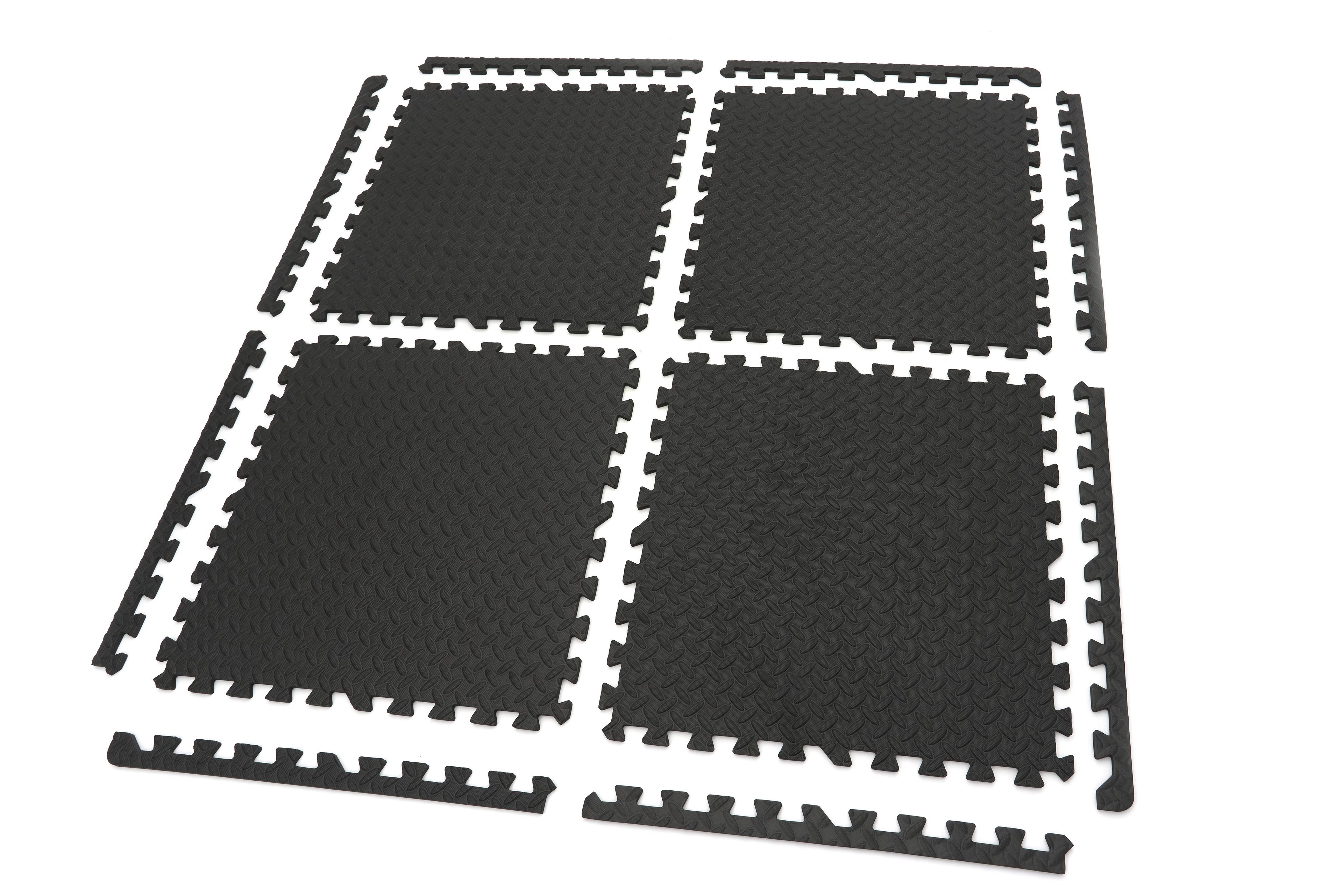 HBM Set di piastrelle per pavimenti EVA per la protezione del pavimento 4 pezzi, nero Image 8