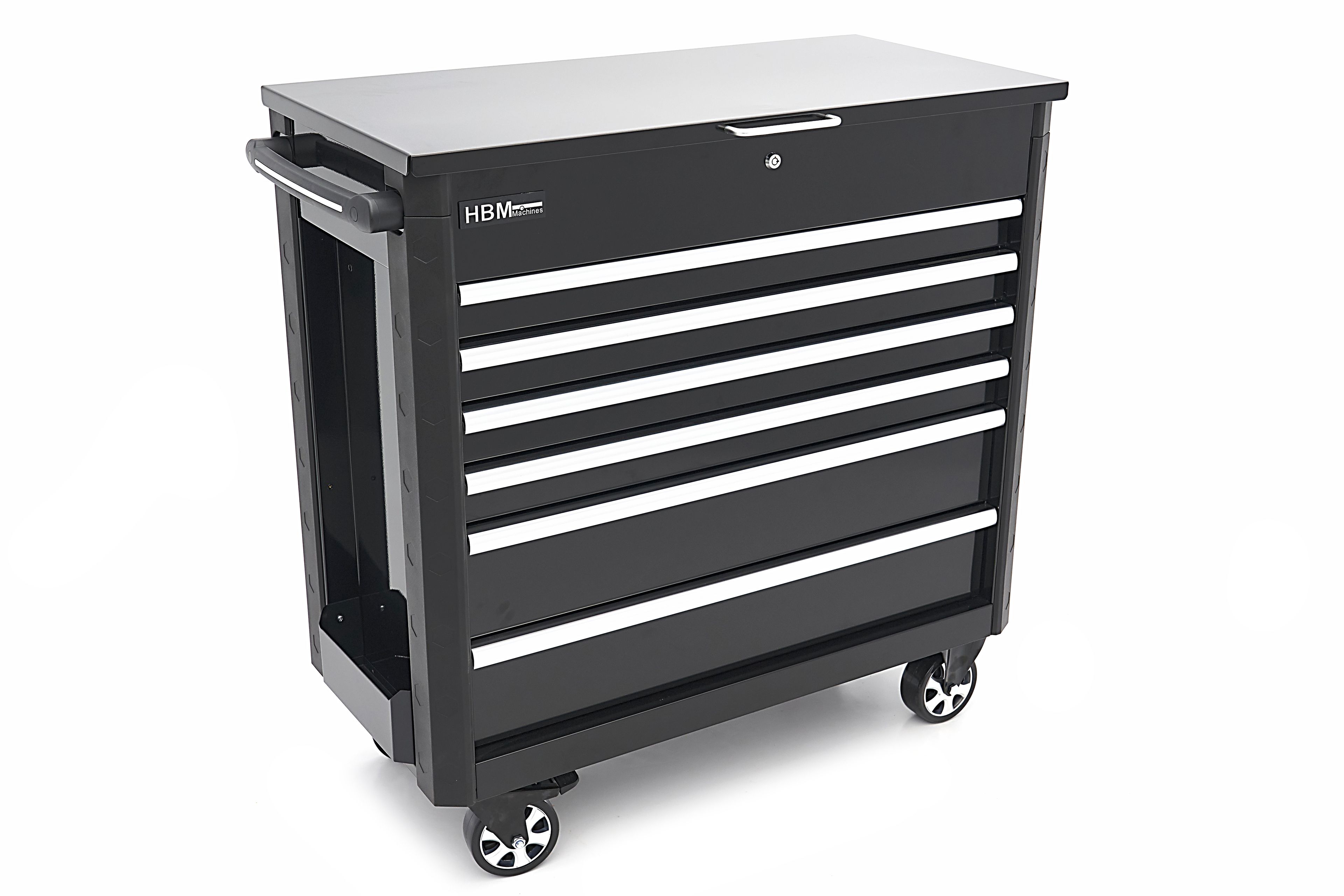 Carro de herramientas HBM con 6 cajones, 97 cm, negro