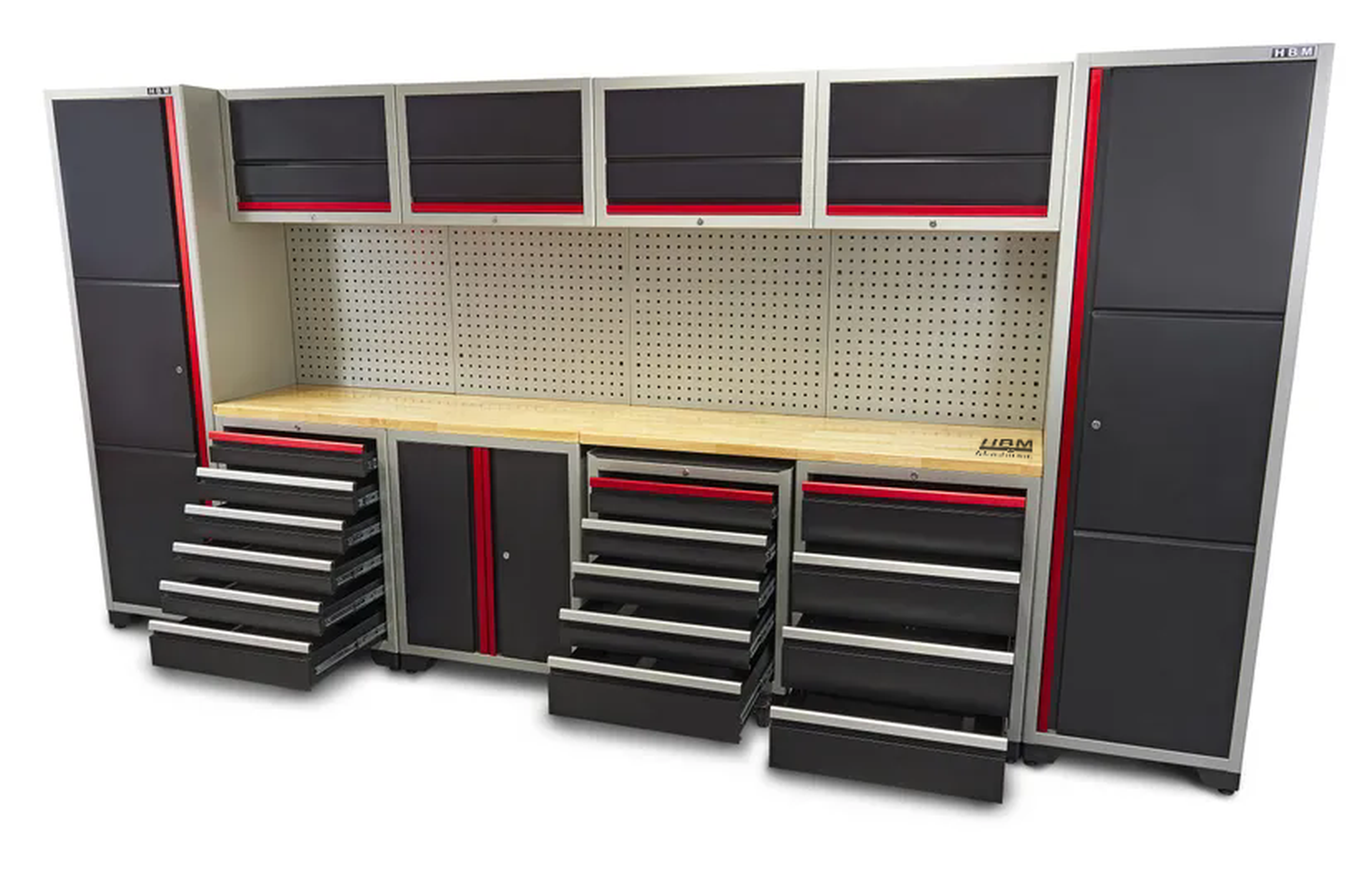 Système d'atelier modulaire professionnel de luxe HBM, 16 pièces, noir rouge Image 4