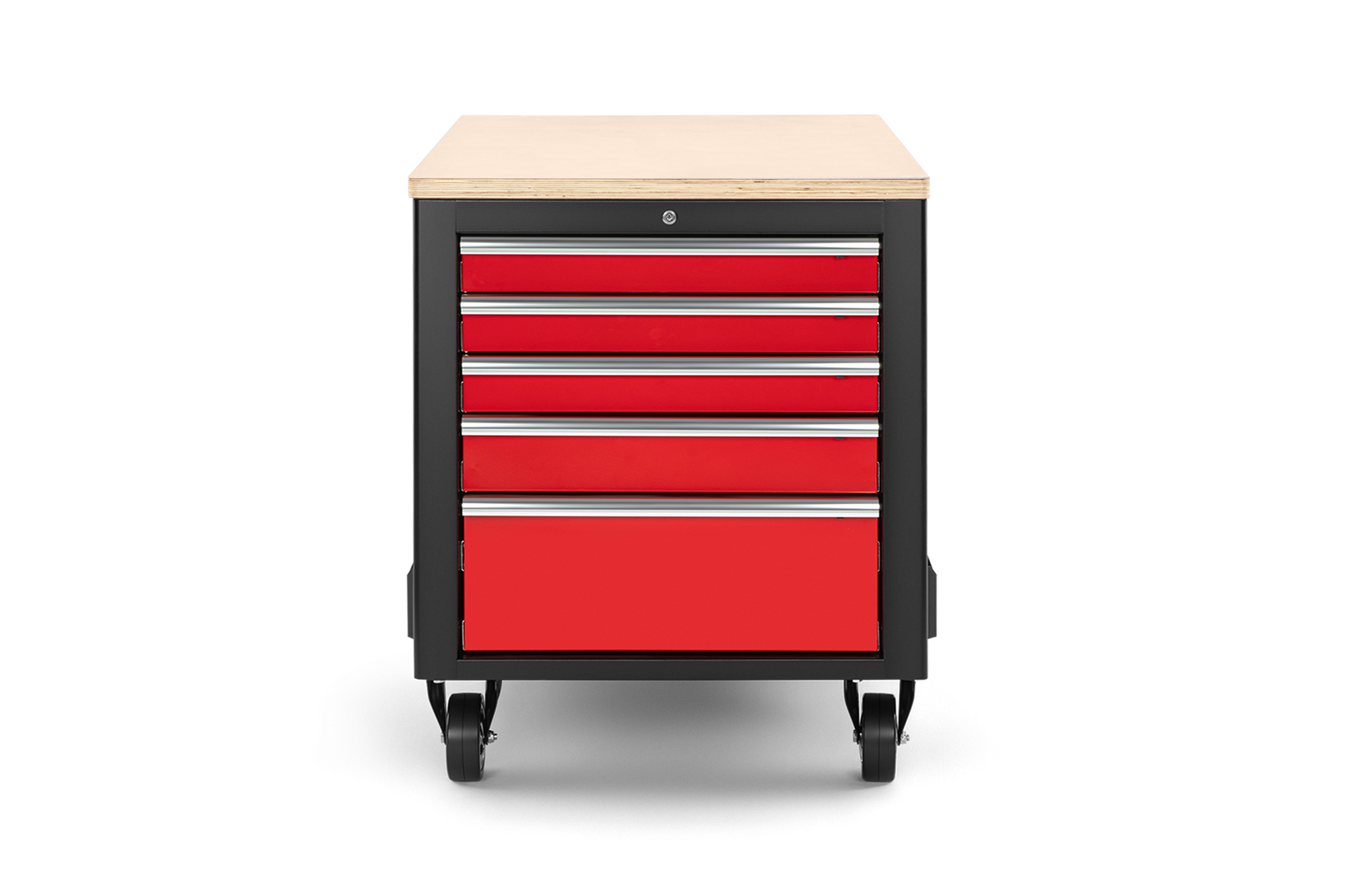 HBM fahrbare Werkbank mit Holzplatte und 10 Schubladen, rot-schwarz Image 3