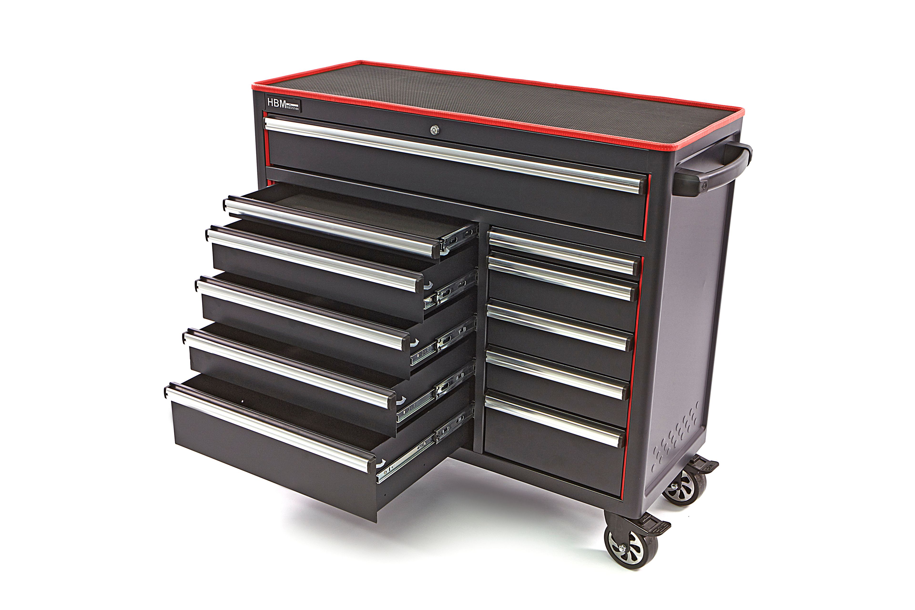 HBM gereedschapswagen met 11 laden, 111 cm, zwart Image 3