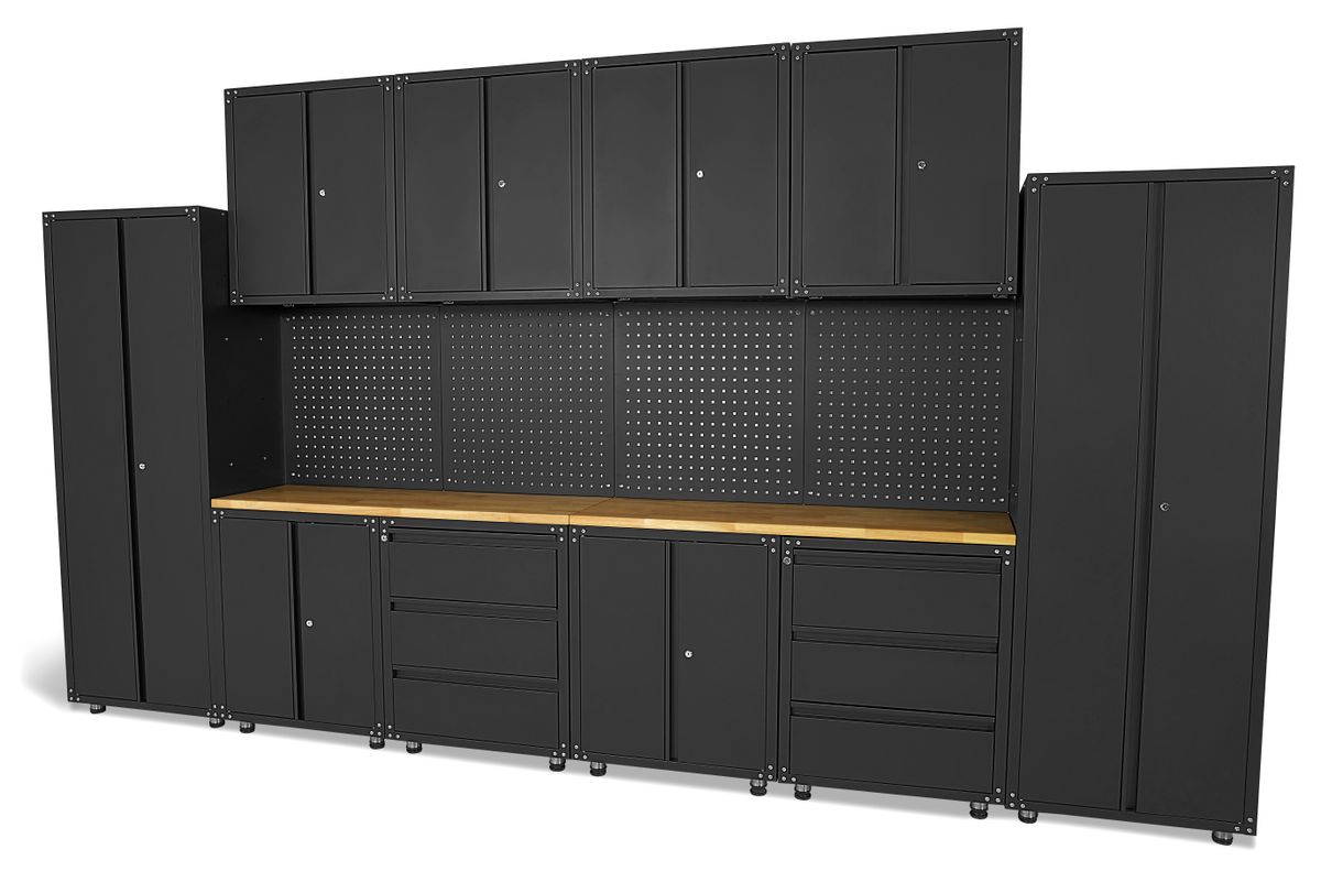 HBM Sistema de taller modular premium, 16 piezas, negro mate