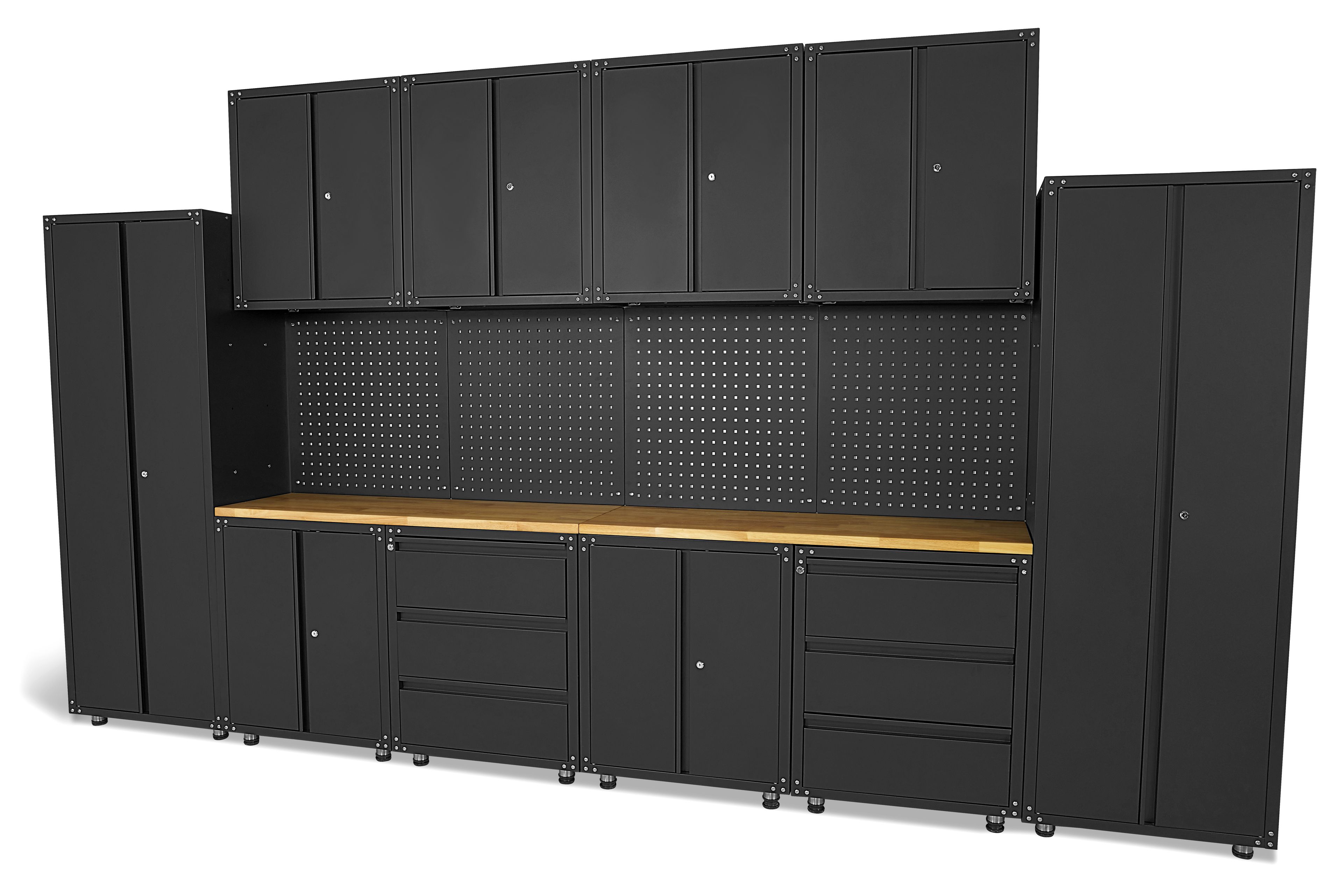 HBM Sistema di officina modulare premium, 16 pezzi, nero opaco