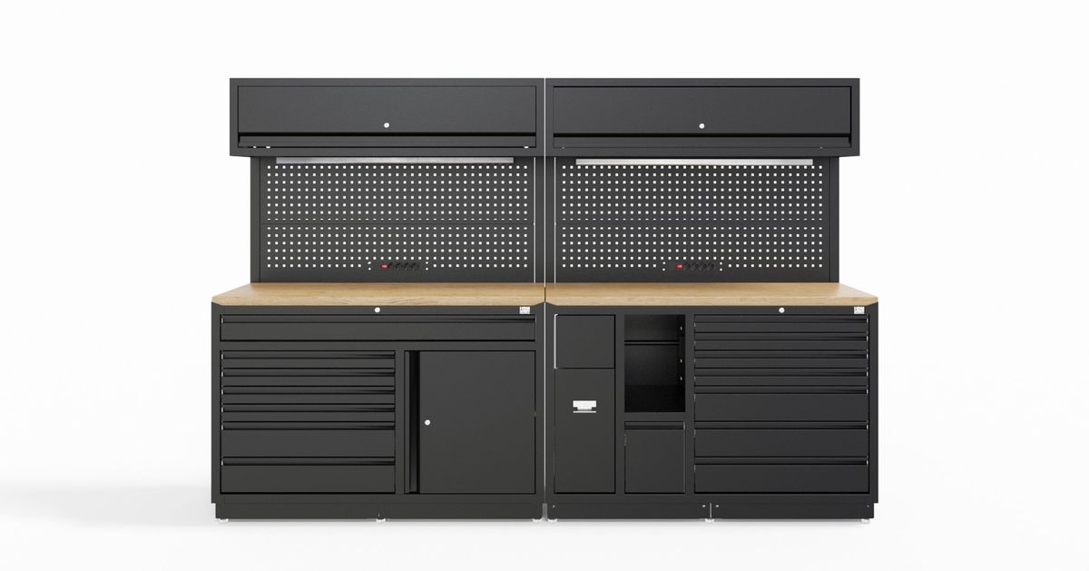 Sistema de mesa de trabajo modular HBM de 10 piezas, negro