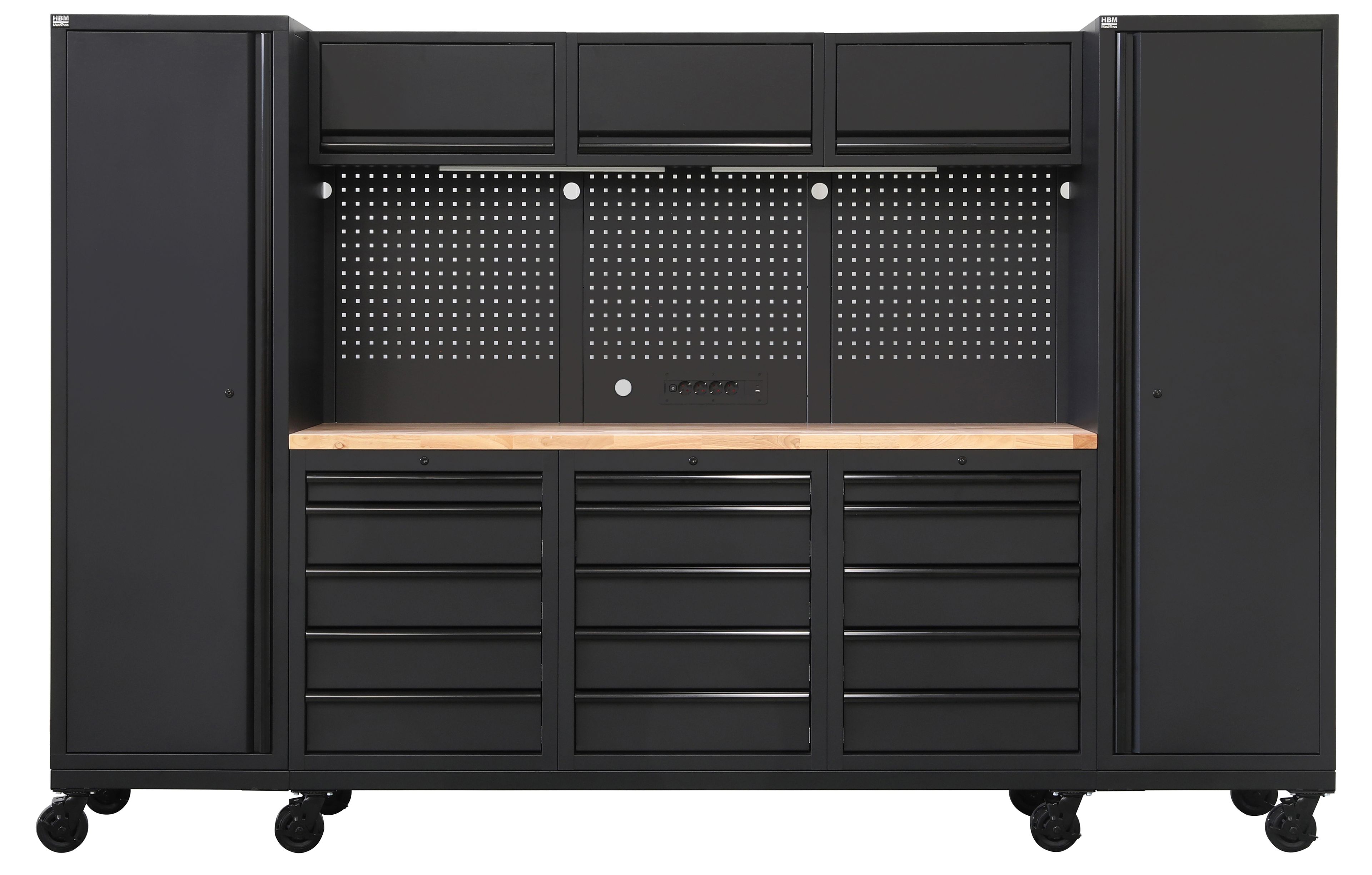 HBM sistema da officina mobile, 12 pezzi, nero