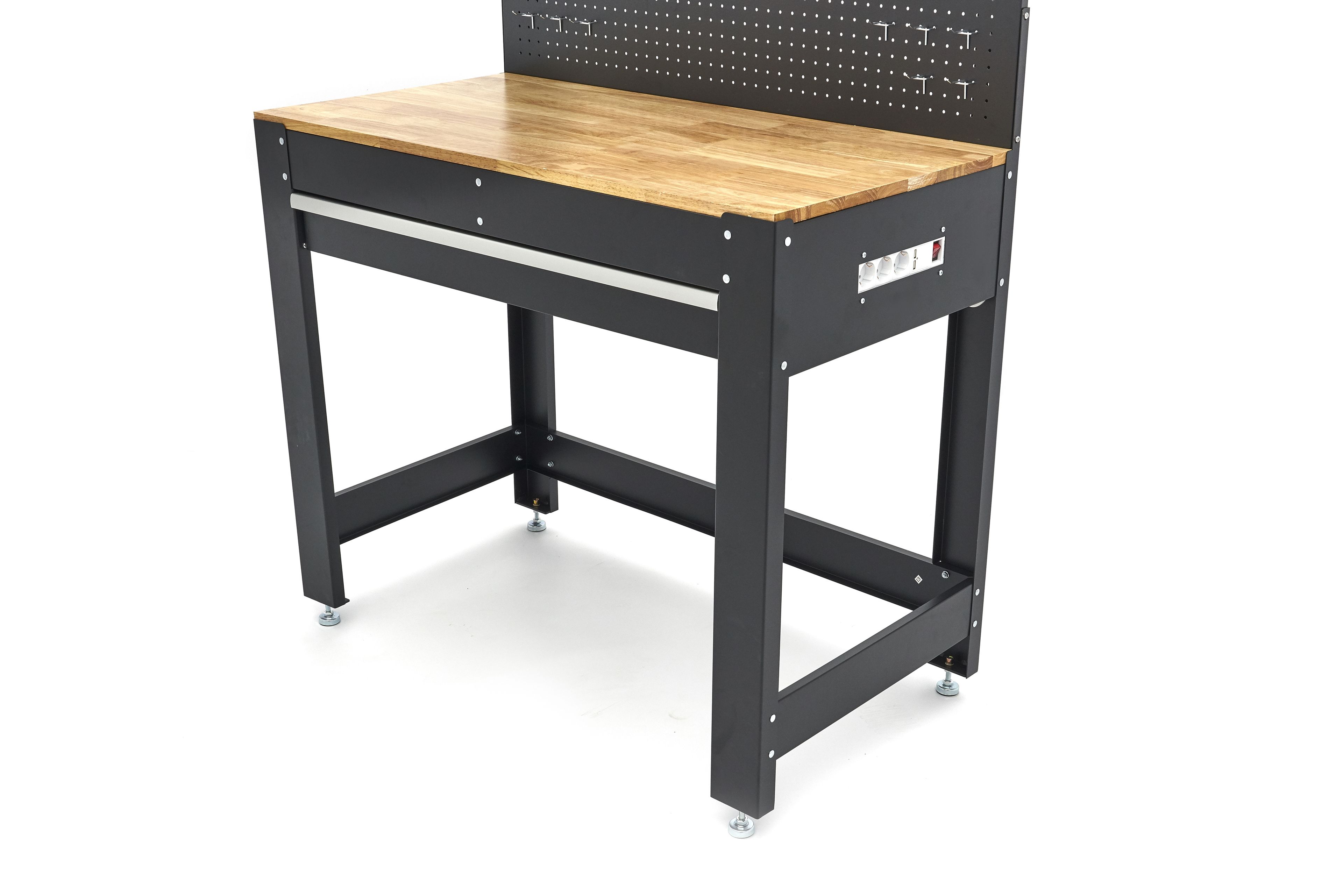 HBM établi 115 cm avec grand tiroir, paroi d’armoire et panneau arrière, noir Image 6